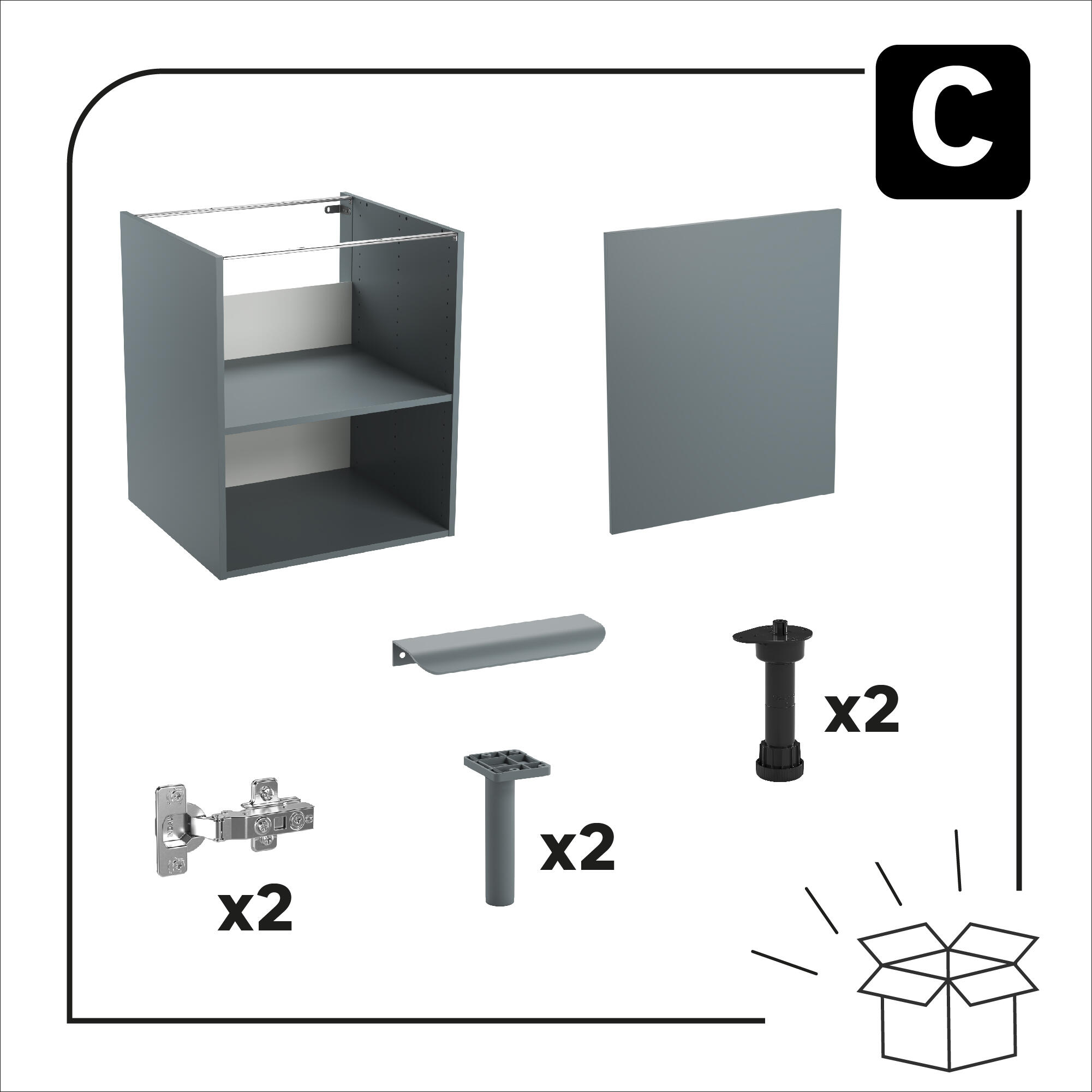 Mueble bajo de cocina Eleki Gris 1 puerta H 87.1 x L 60 cm - 6