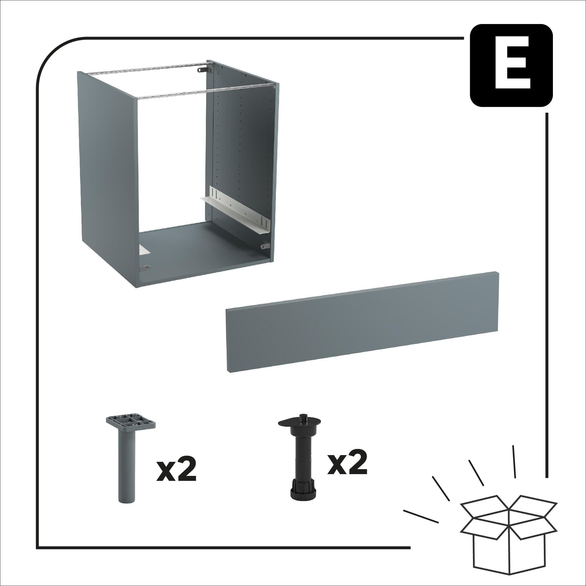 Mueble bajo horno de cocina Eleki gris H 87.1 x L 60 cm - 6