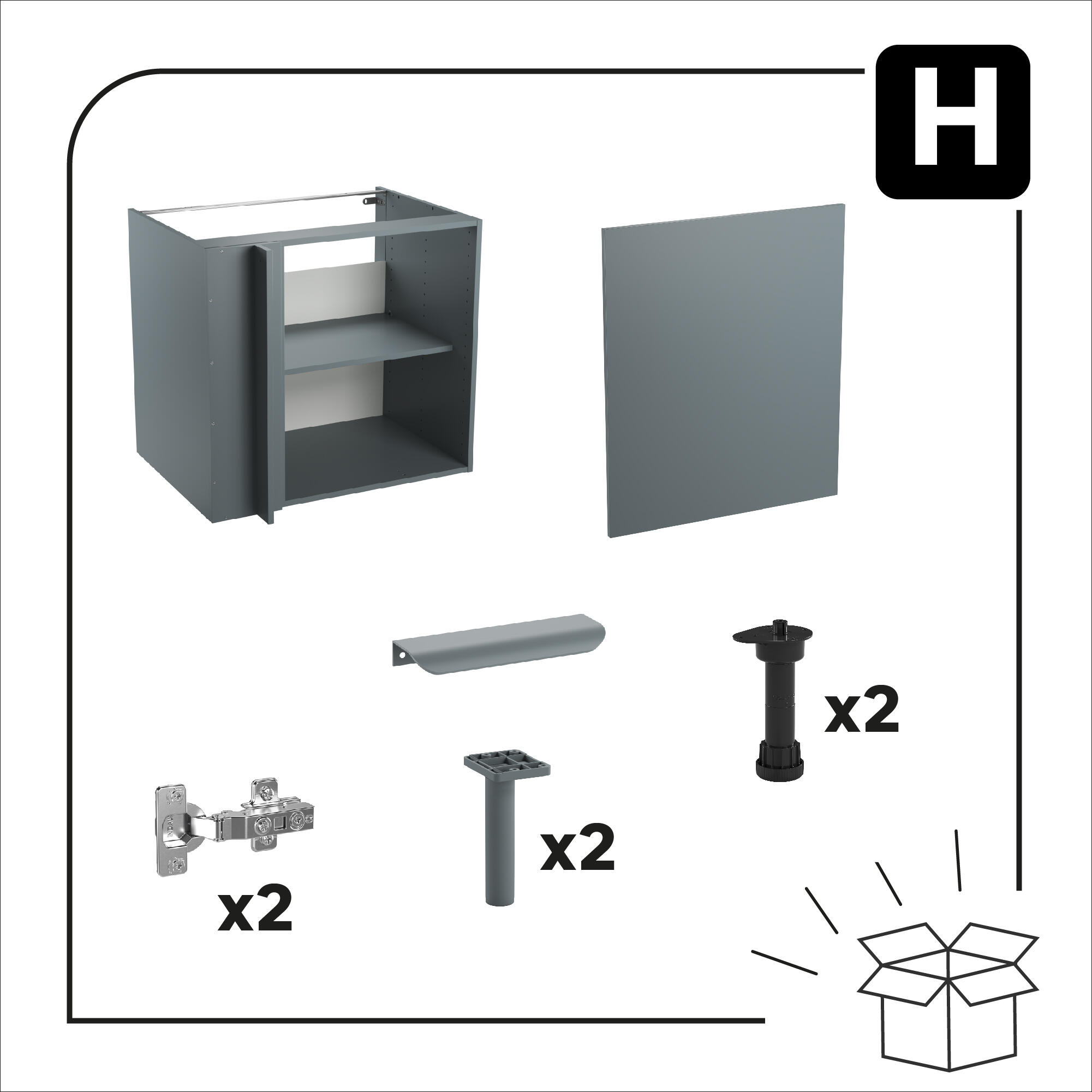 Mueble bajo de rincon de cocina Eleki Gris 1 puerta H 87.1 x L 60 cm - 8