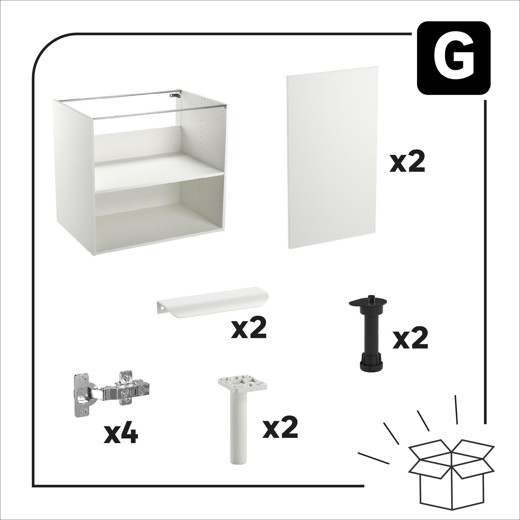 Mueble bajo de cocina Eleki Blanco 2 puertas H 87.1 x L 80 cm - 5