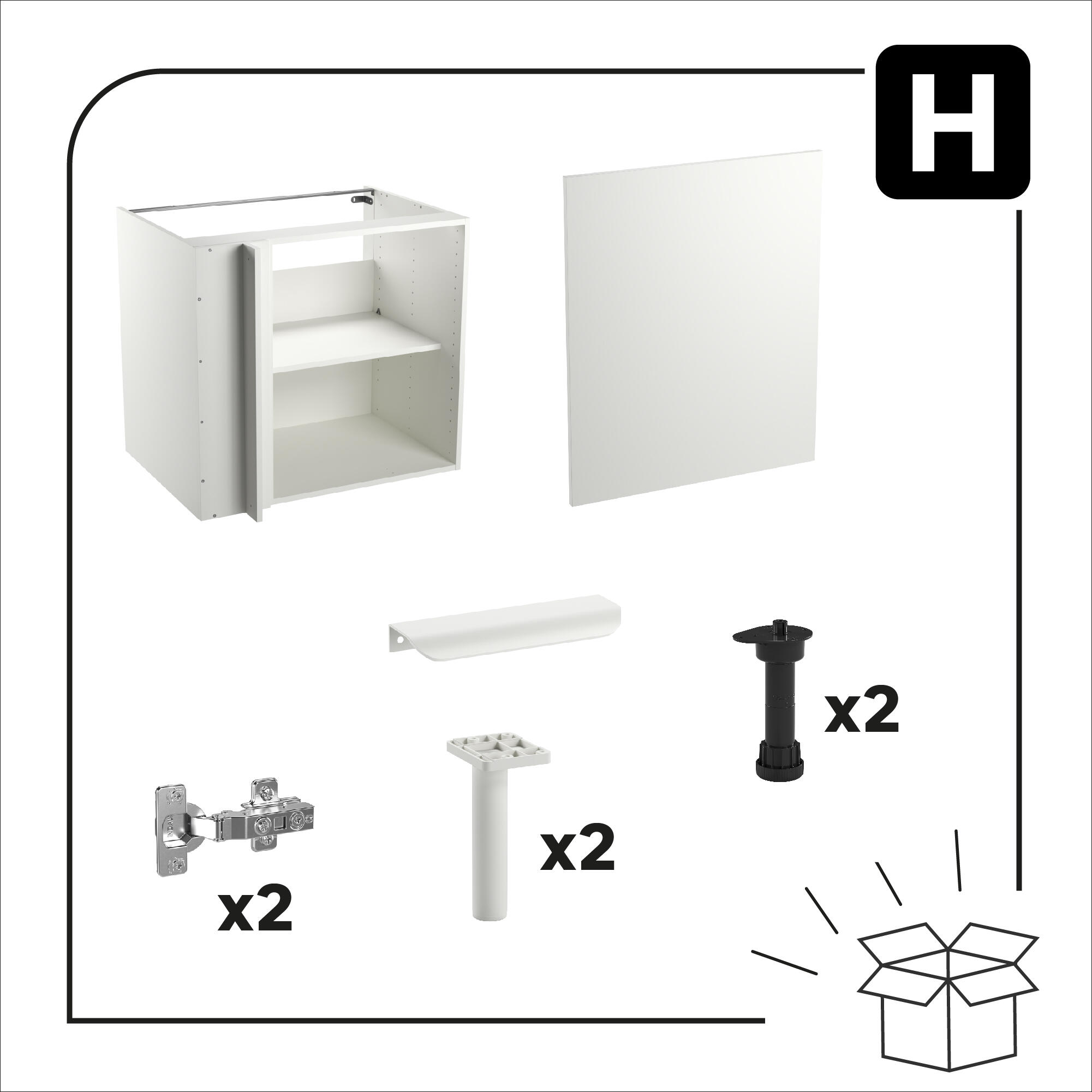 Mueble bajo de rincon de cocina Eleki Blanco 1 puerta H 87.1 x L 60 cm - 8