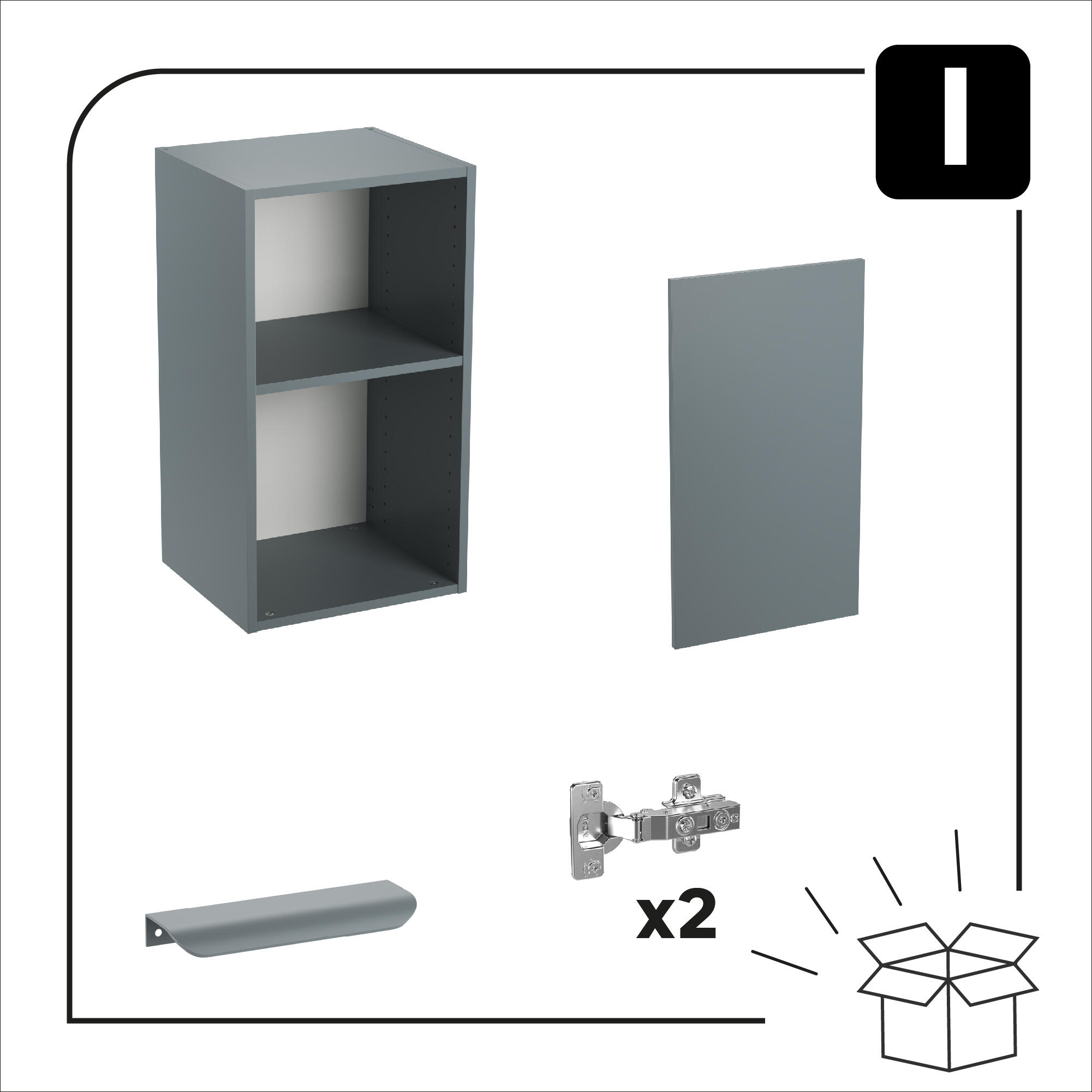 Mueble alto de cocina Eleki Gris 1 puerta H 72.1 x L 40 cm - 6