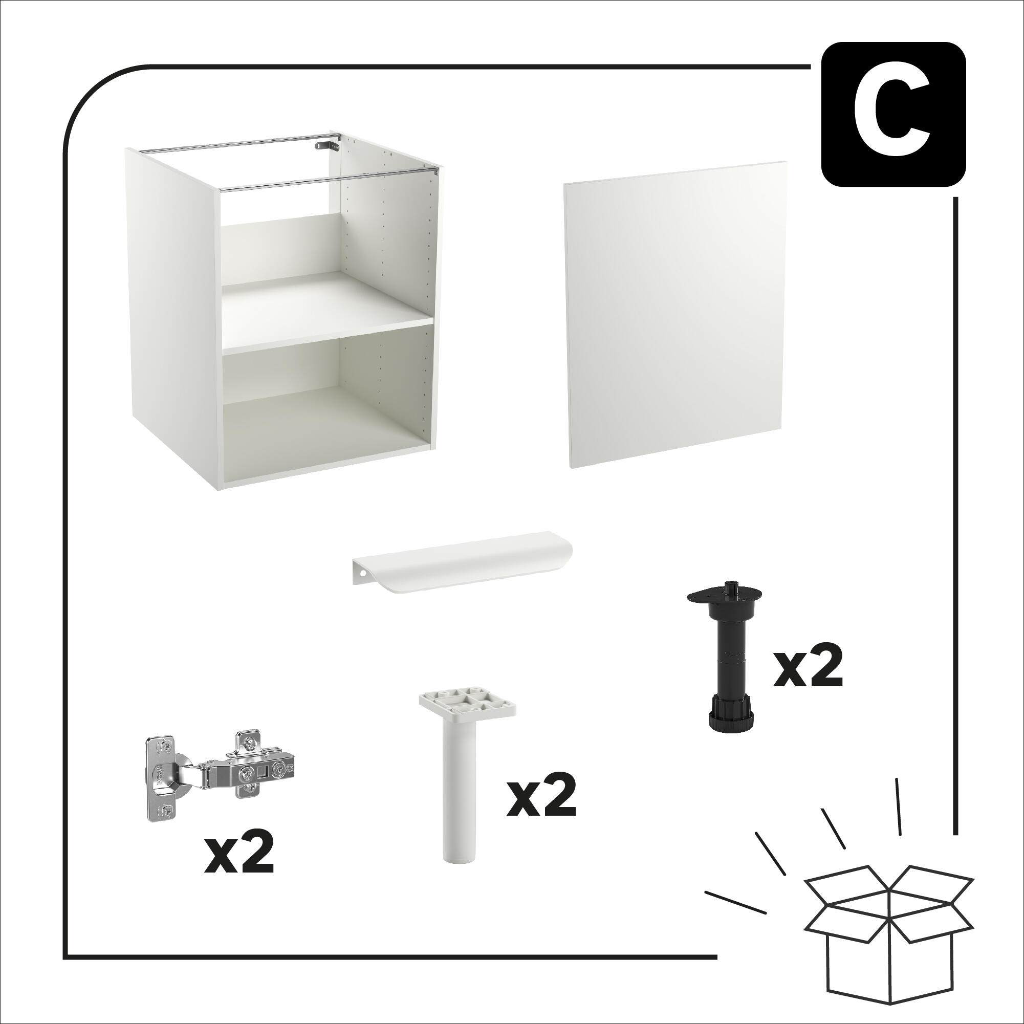 Meuble bas de cuisine Eleki blanc 1 porte H87.1 x l60 - 7