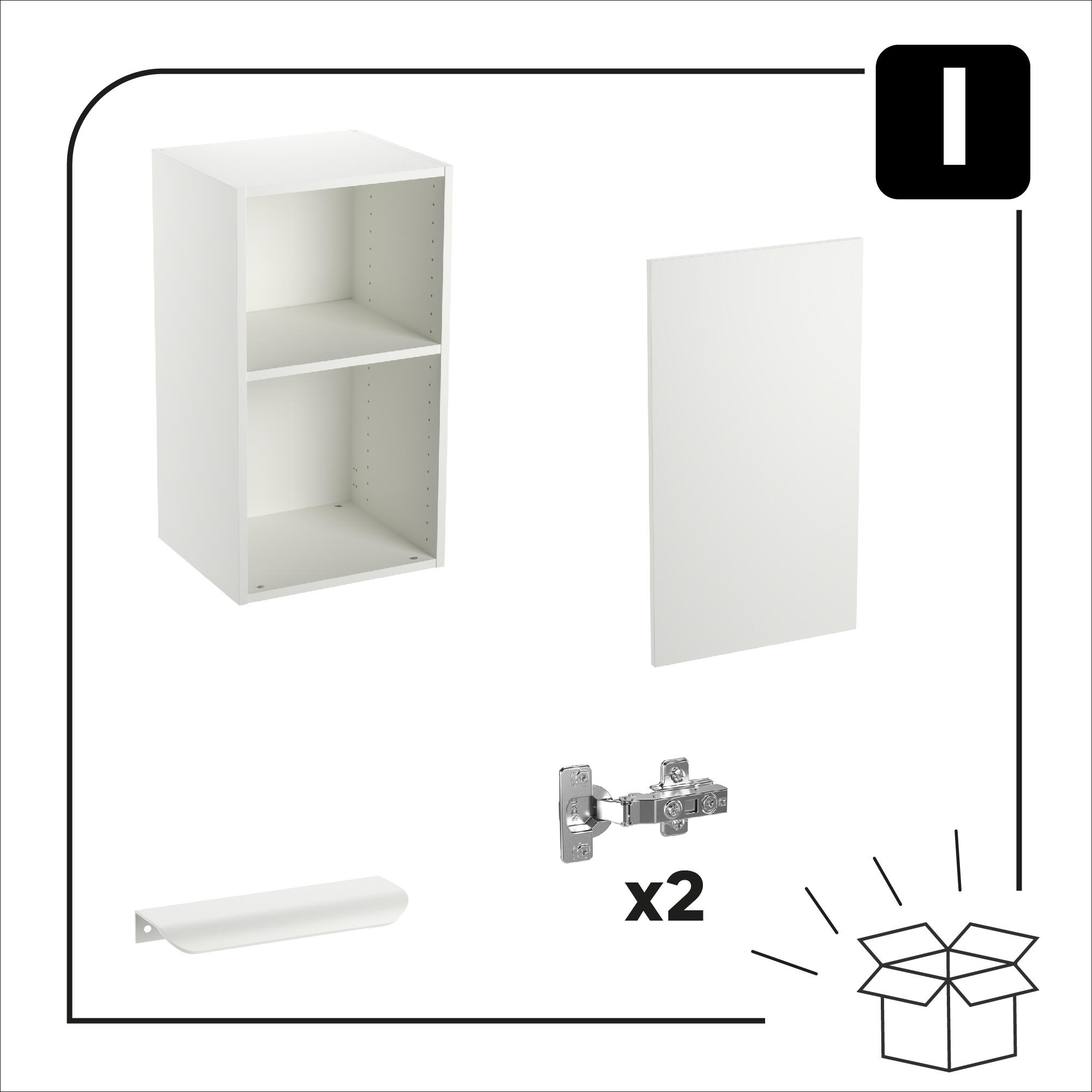 Mueble alto de cocina Eleki Blanco 1 puerta H 72.1 x L 40 cm - 6