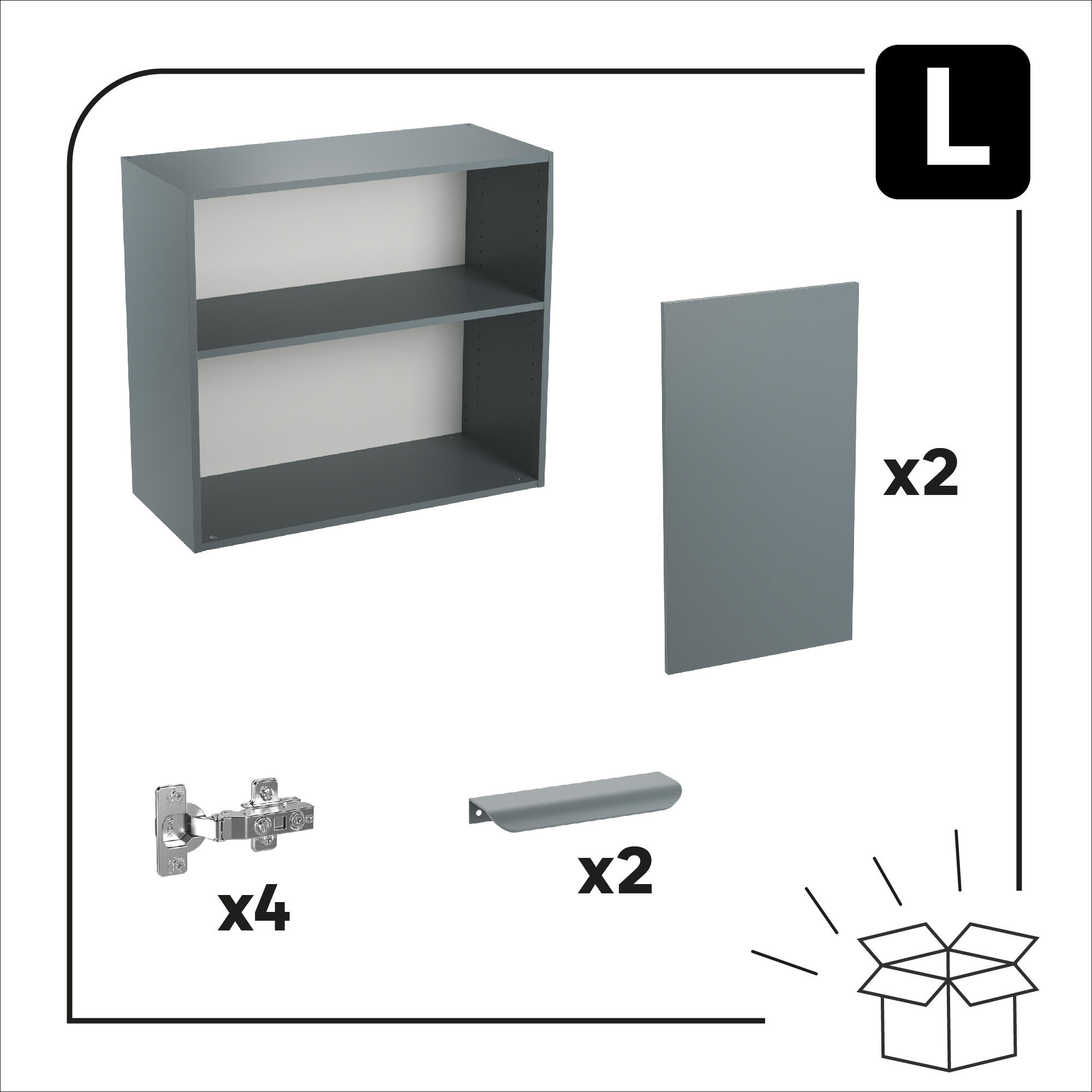 Meuble haut de cuisine Eleki gris 2 portes H72.1 x l80 - 8