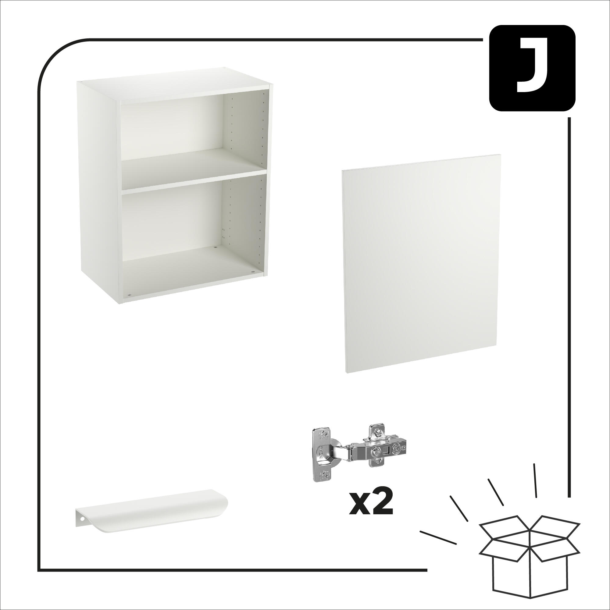 Mueble alto de cocina Eleki Blanco 1 puerta H 72.1 x L 60 cm - 6
