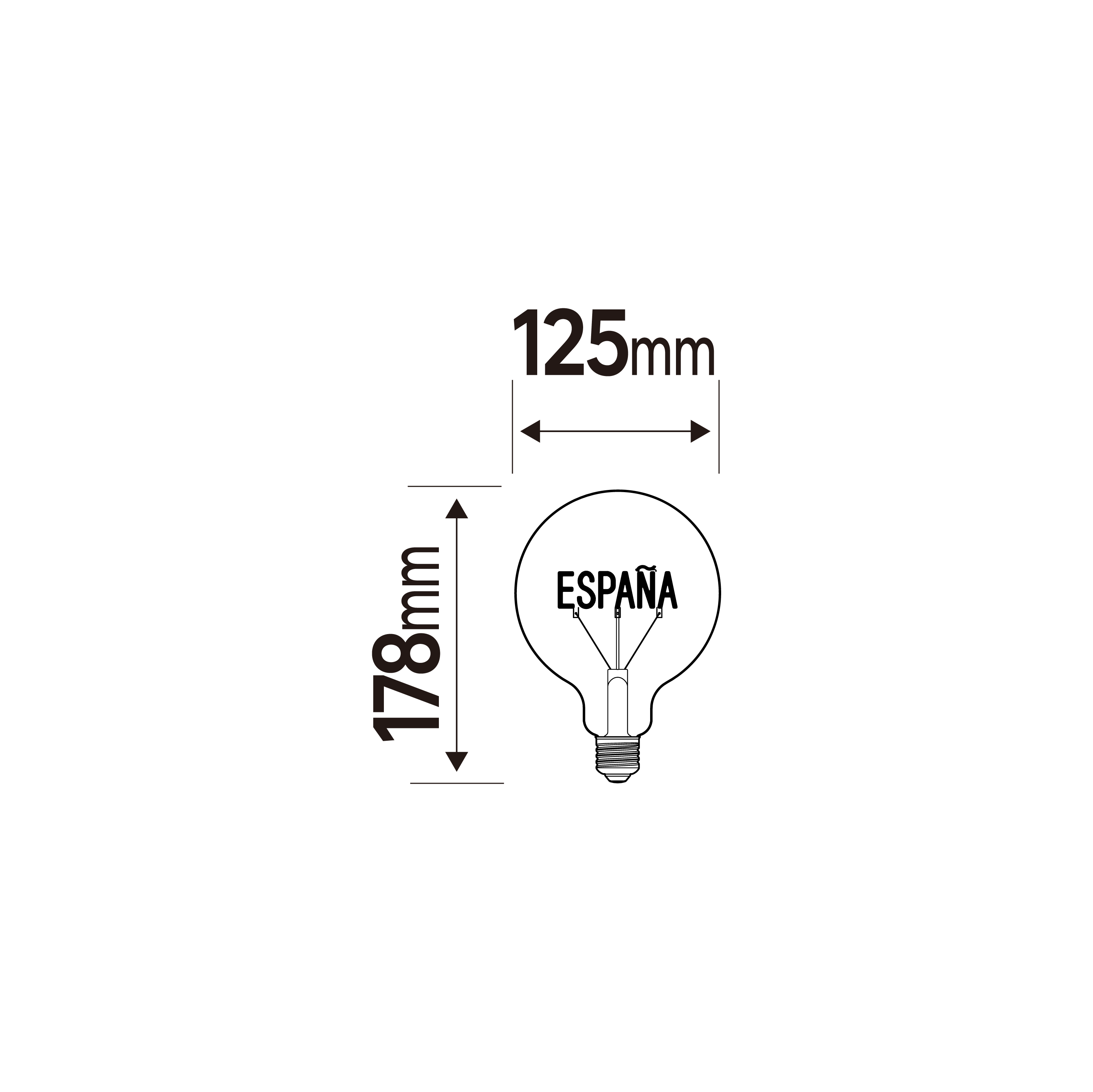 Bombilla decorativa LED filamento E27 forma esférica 30 lúmenes 2.5W - 4