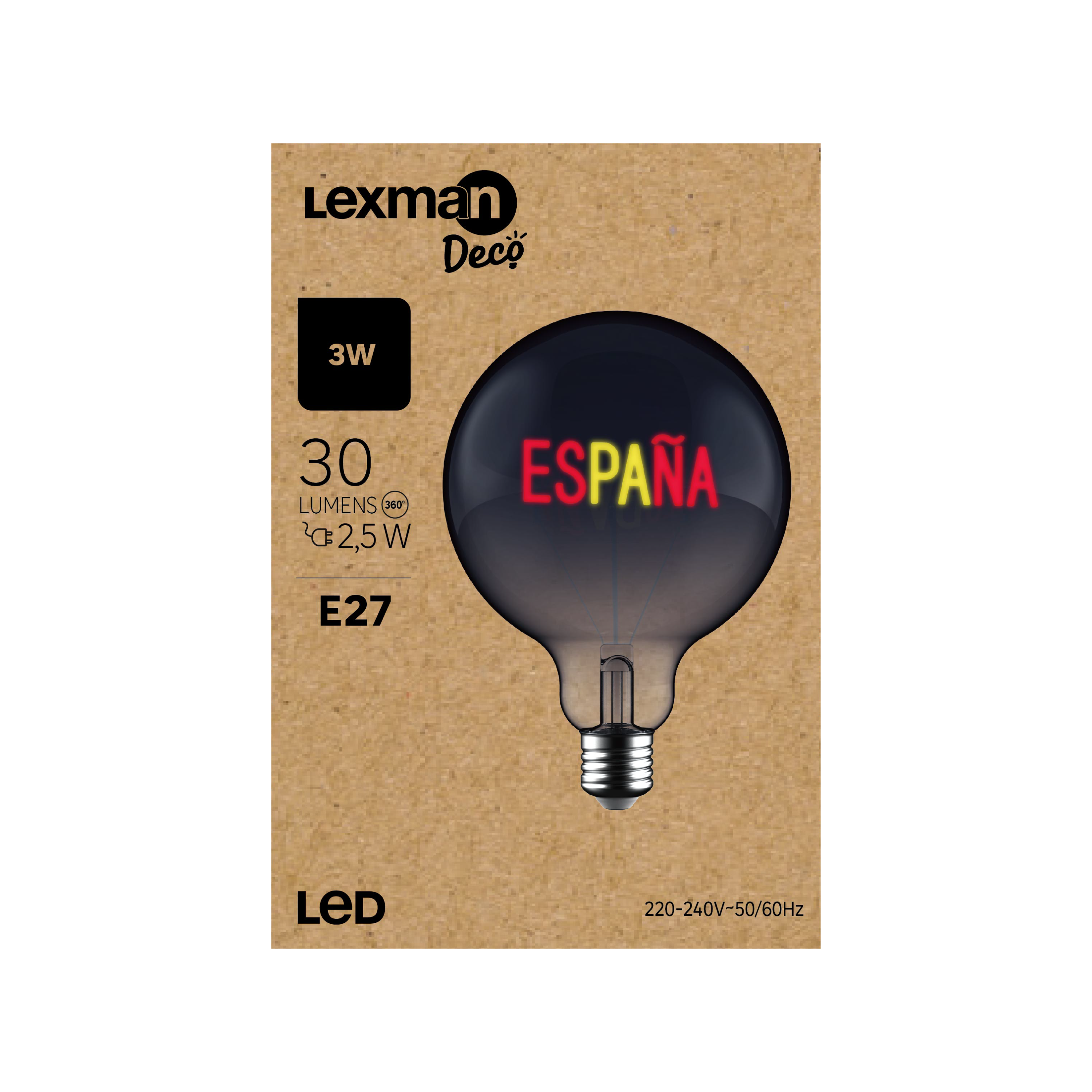 Bombilla decorativa LED filamento E27 forma esférica 30 lúmenes 2.5W - 3