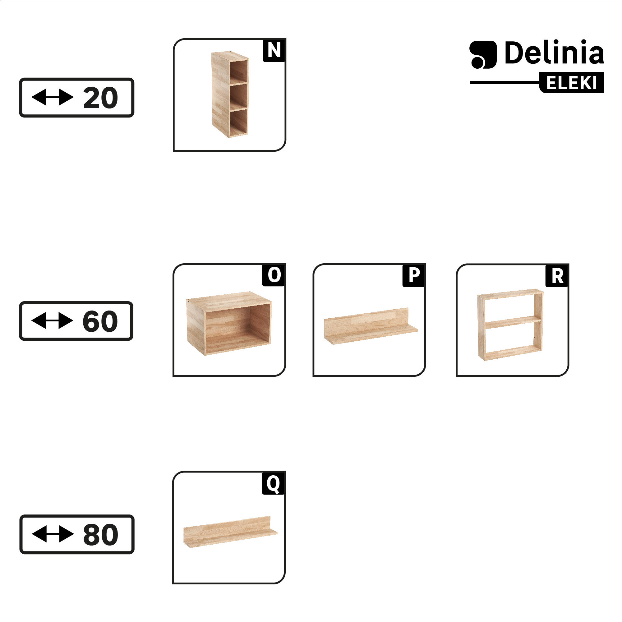 Etagère murale Eleki effet bois, H.58 x L.60 cm x P.14.5 cm, Ep.1.6 cm - 8