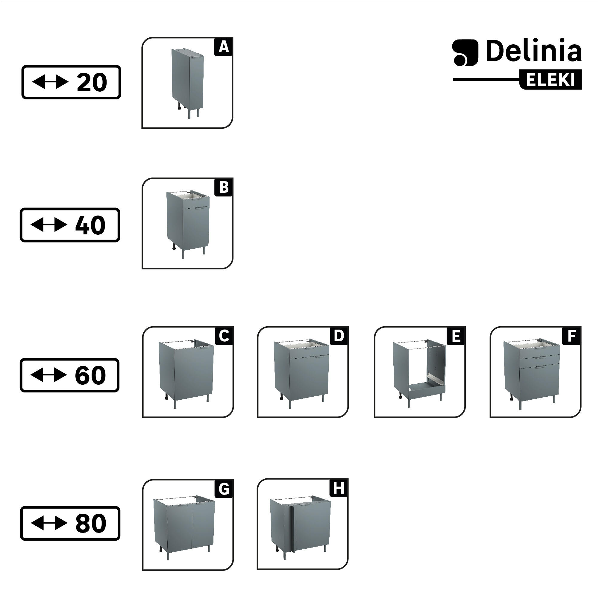 Mueble bajo horno de cocina Eleki gris H 87.1 x L 60 cm - 7