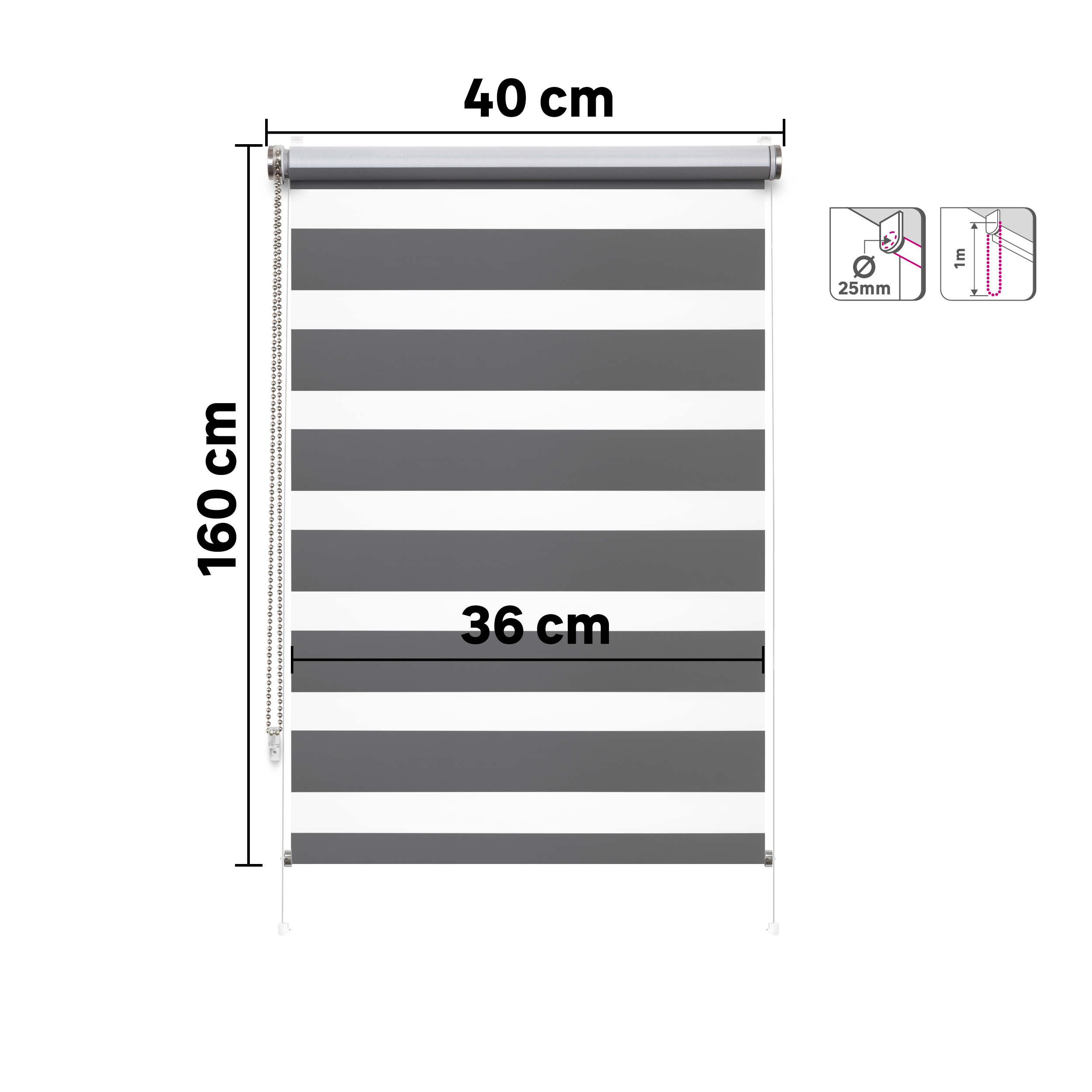 Roleta dzień noc Varuna Granit szara 36 x 160 cm Inspire - 10