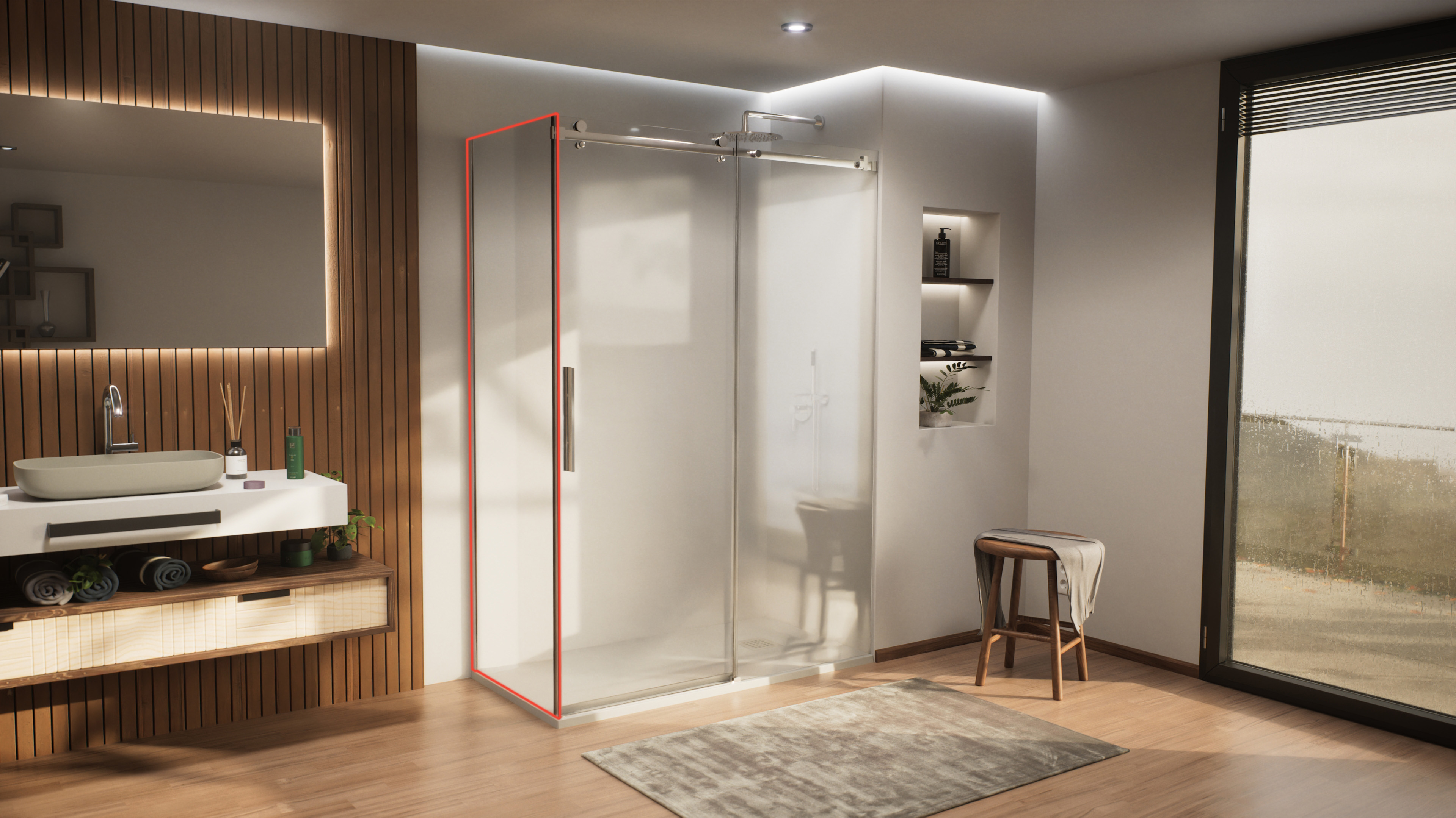 Mampara lateral fijo transparente jani perfil cromo 75x200 cm 8mm