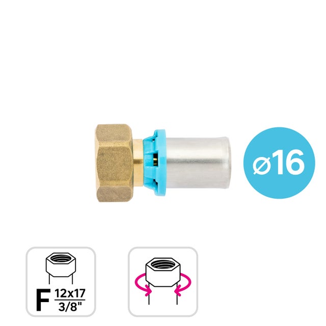 Raccord écrou-libre à sertir multicouche ⌀ 16 F12x17 (3/8