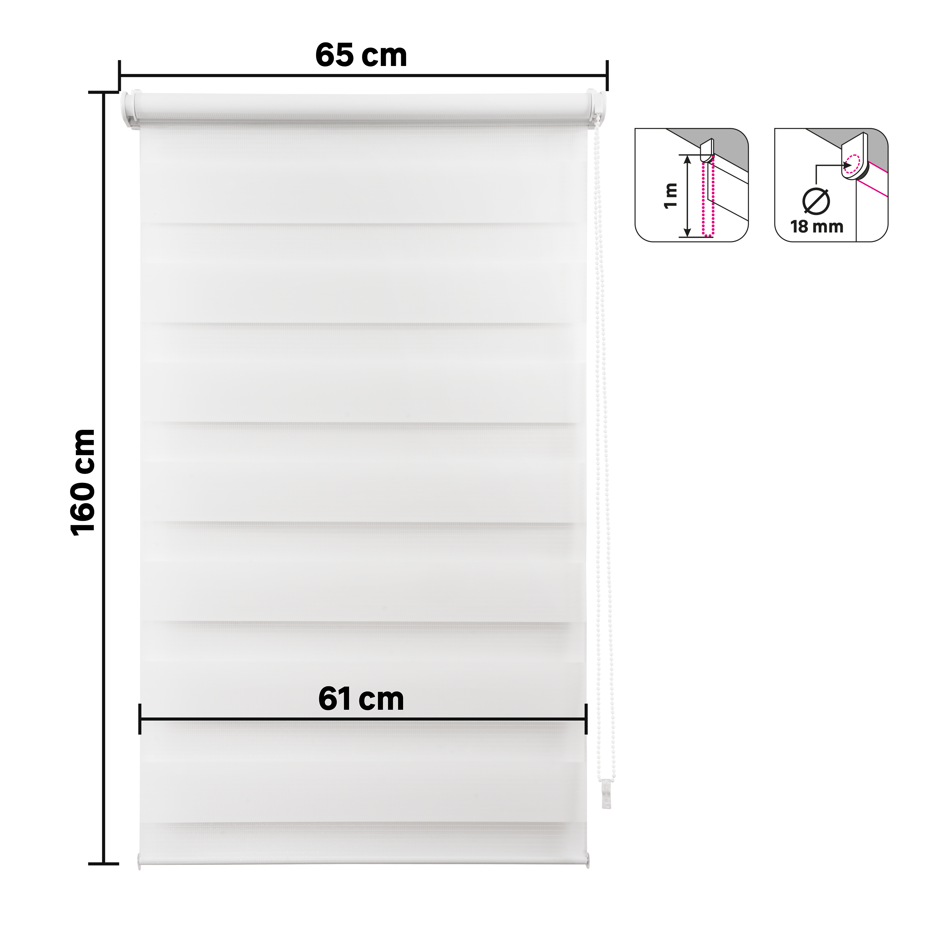 Roleta dzień noc Artemis White biała 61 x 160 cm Inspire - 11