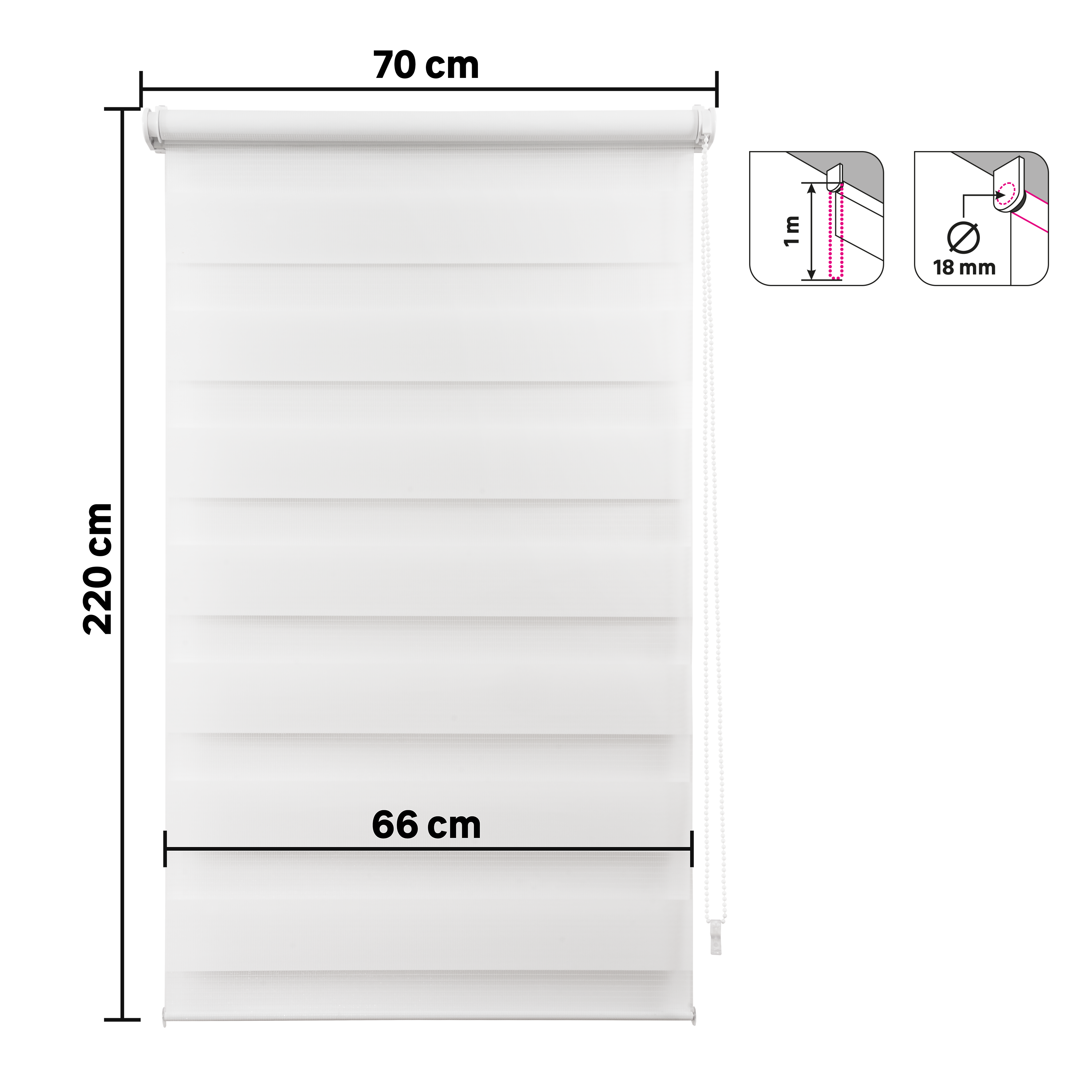 Roleta dzień noc Artemis White biała 66 x 220 cm Inspire - 11