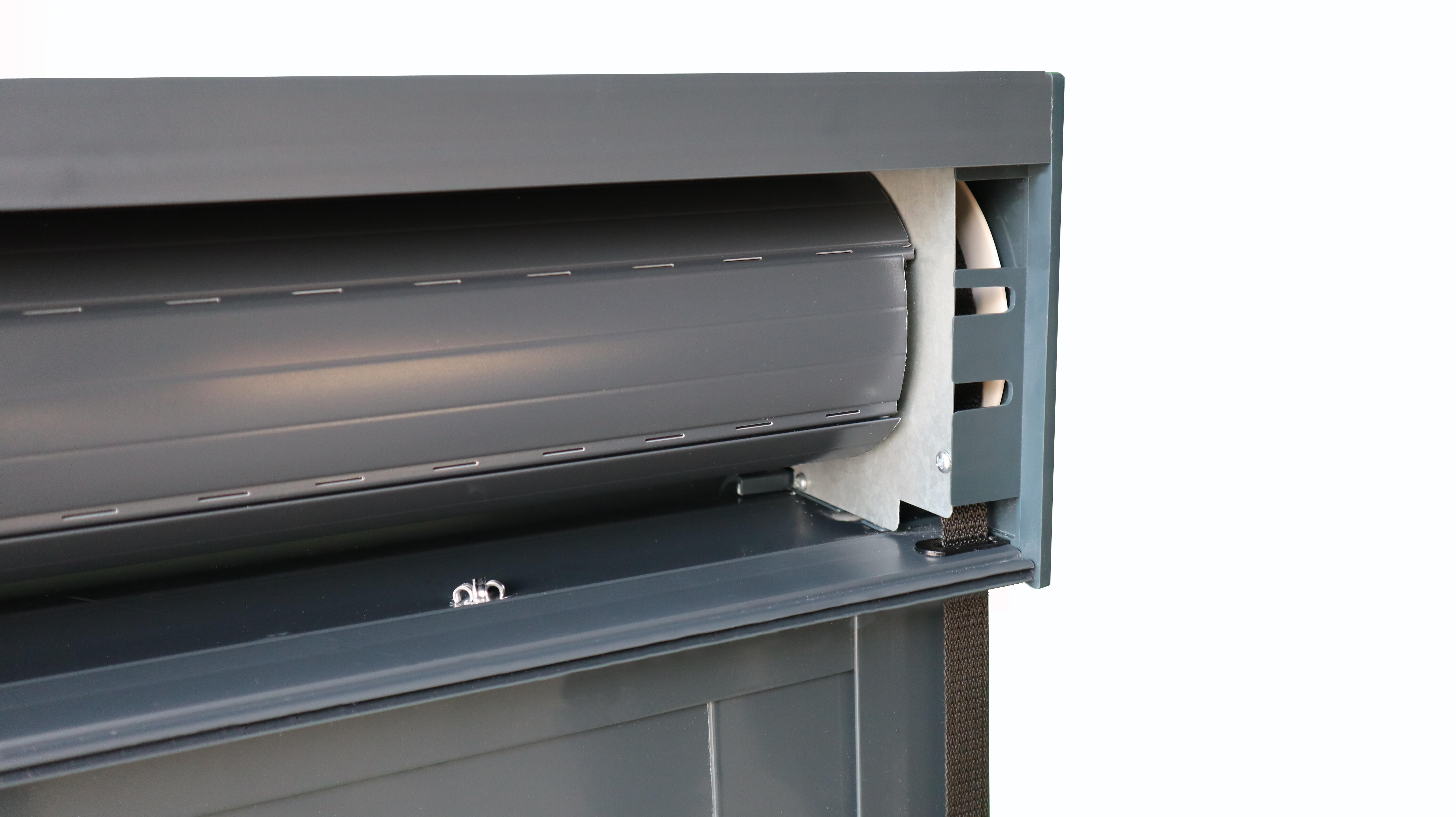 Balconera corredera de aluminio con persiana ISOXA color gris de 130x229cm - 11