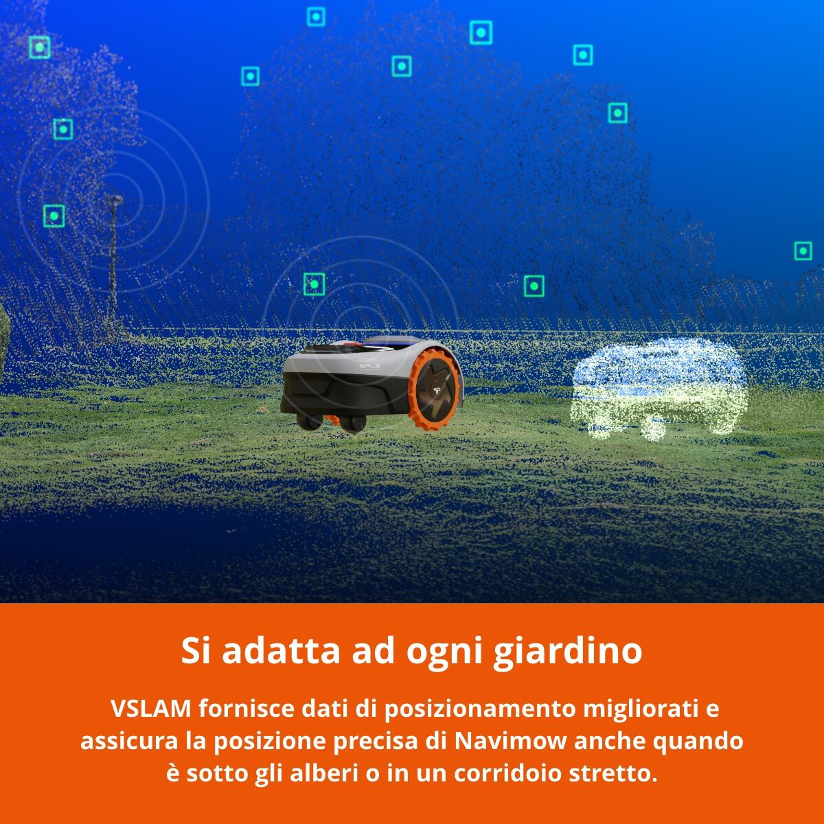 Robot tagliaerba NAVIMOW SEGWAY i105E 500 MQ senza filo perimetrale larghezza di taglio 18 cm - 14