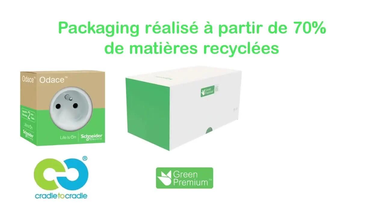 Prise avec terre affleurante à assembler Odace recyclé SCHNEIDER ELECTRIC, blanc - 3