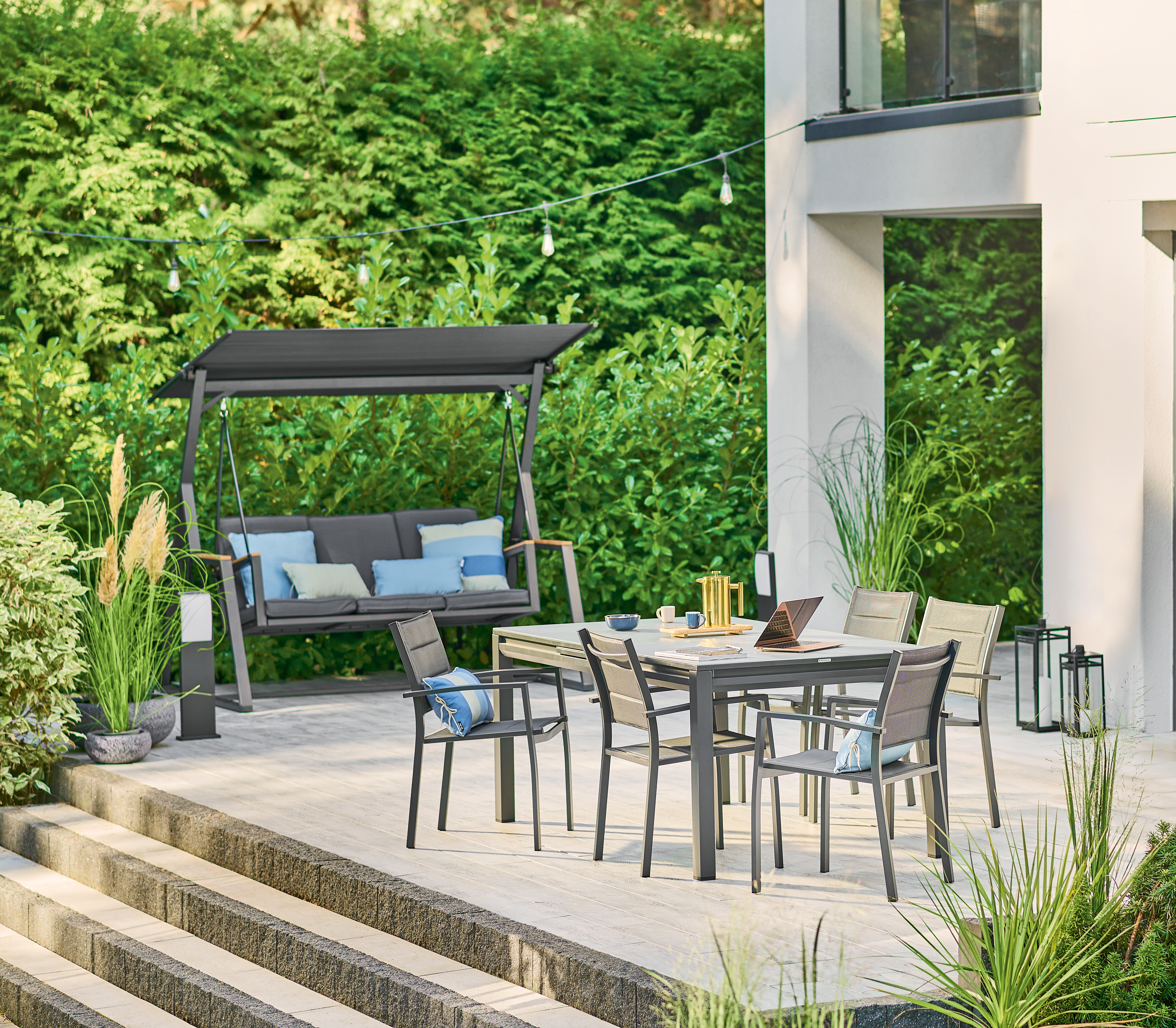 Stół ogrodowy rozsuwany Odyssea 100x180/240 cm antracytowy Naterial - 4