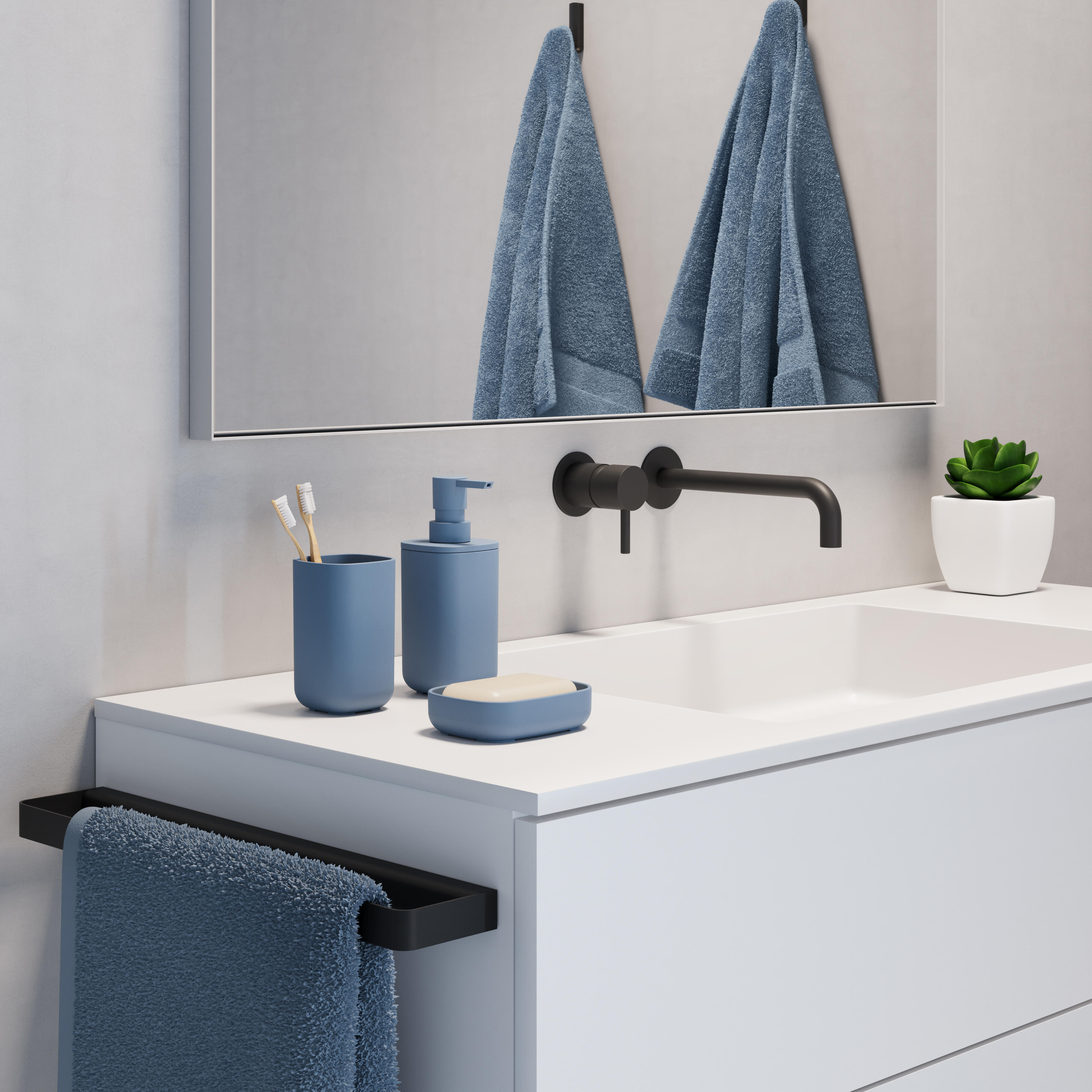 Dispenser sapone per bagno d'appoggio Pod indaco in polipropilene 0.42 l - 2
