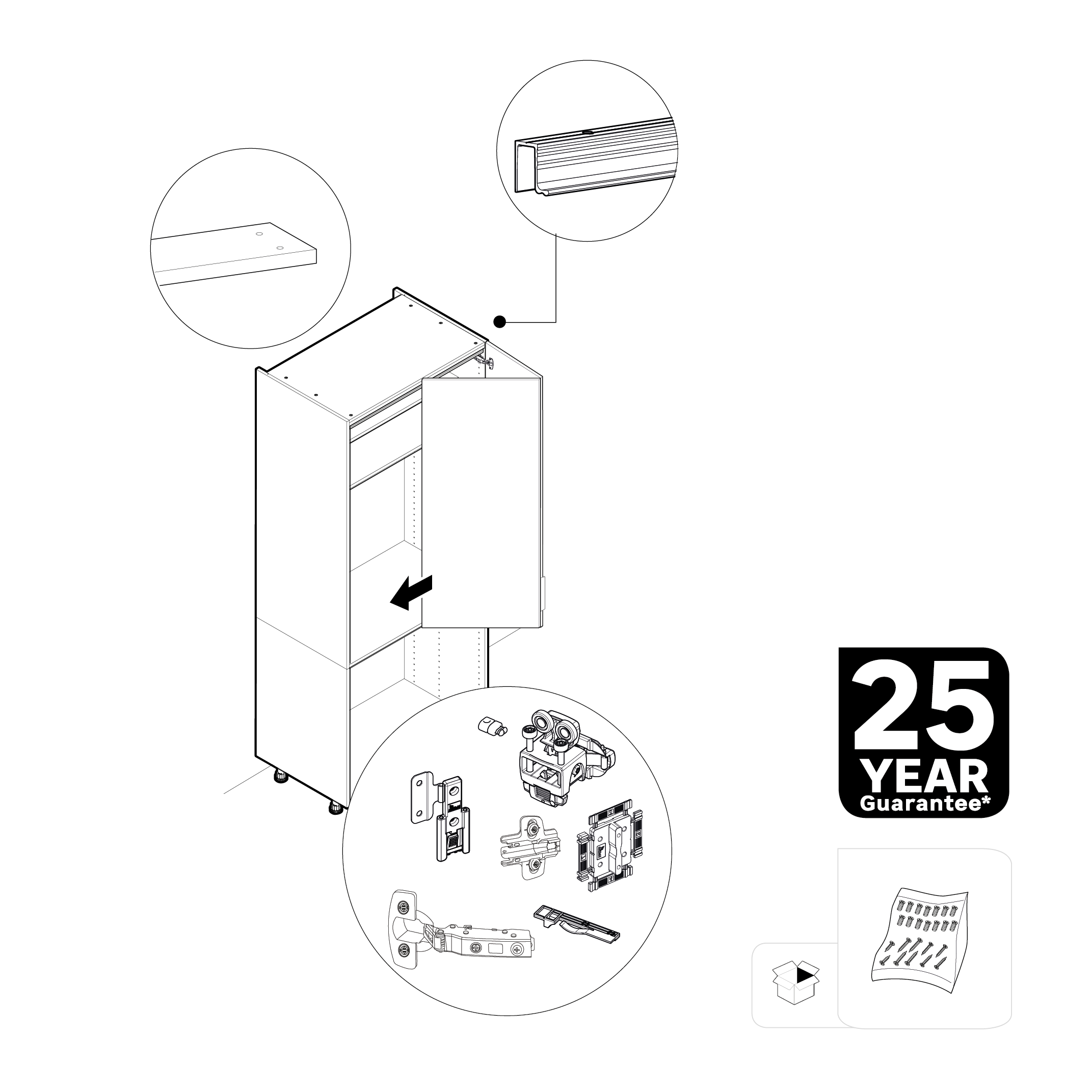 Meuble bar à café de cuisine Vienne noir 4 portes H225.6 x l90 - 6