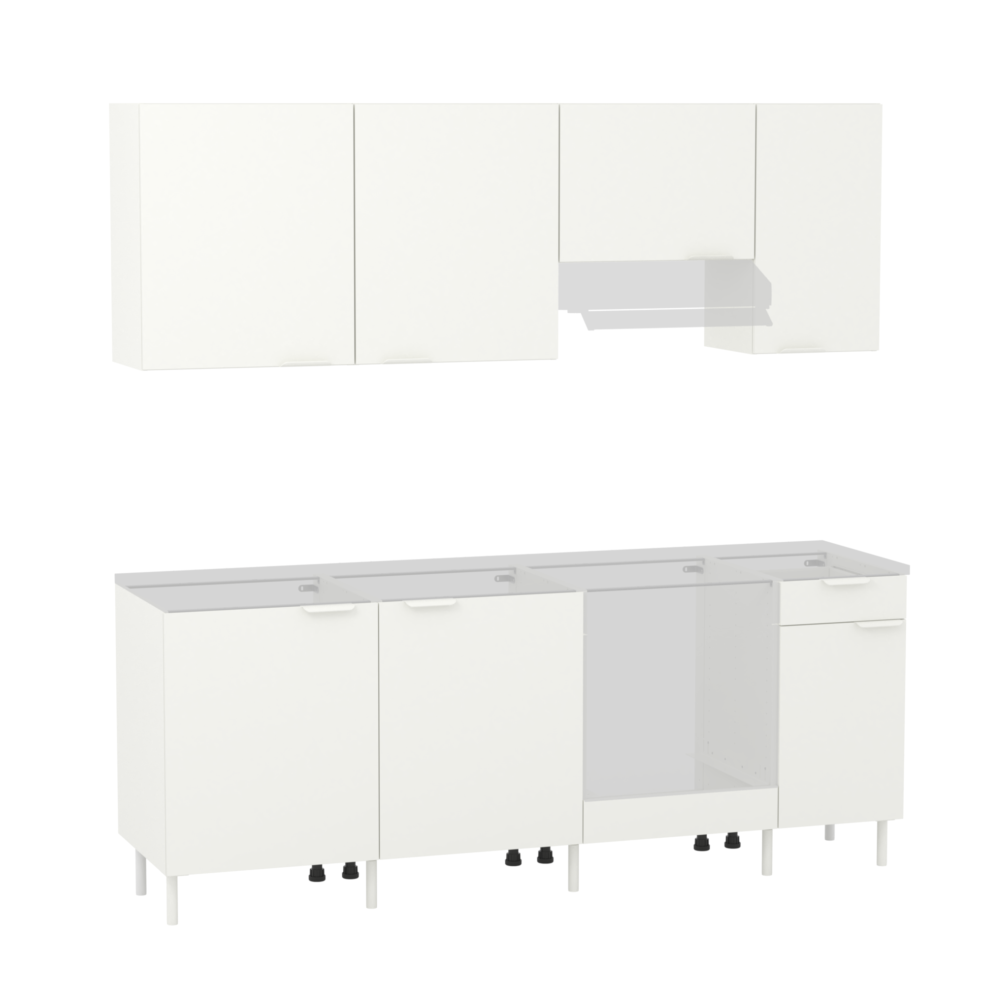 Cozinha móveis inferiores e superior Delinia Eleki branco 2,2m 7 portas 1 gaveta - 2