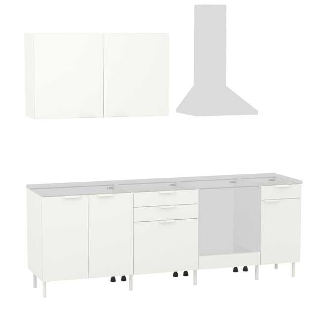 Cuisine en kit Eleki blanc 6 meubles, l.240 x H.217 x P.58 cm