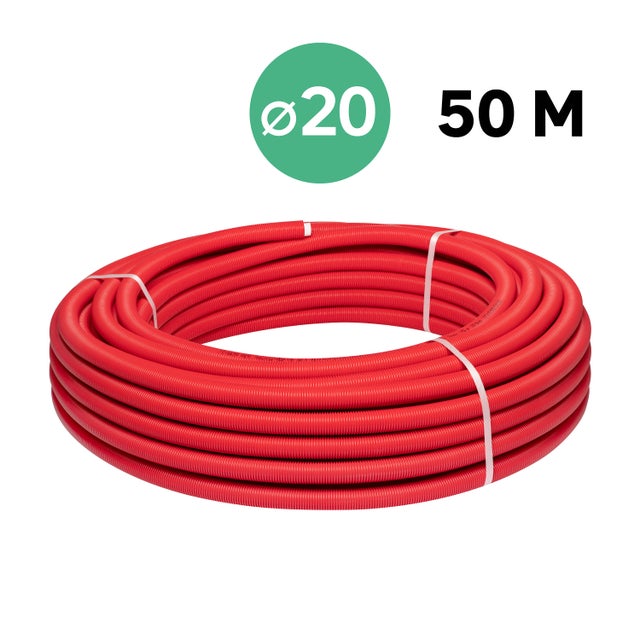 Tube multicouche gainé rouge Ø20, en couronne de 50m, EQUATION