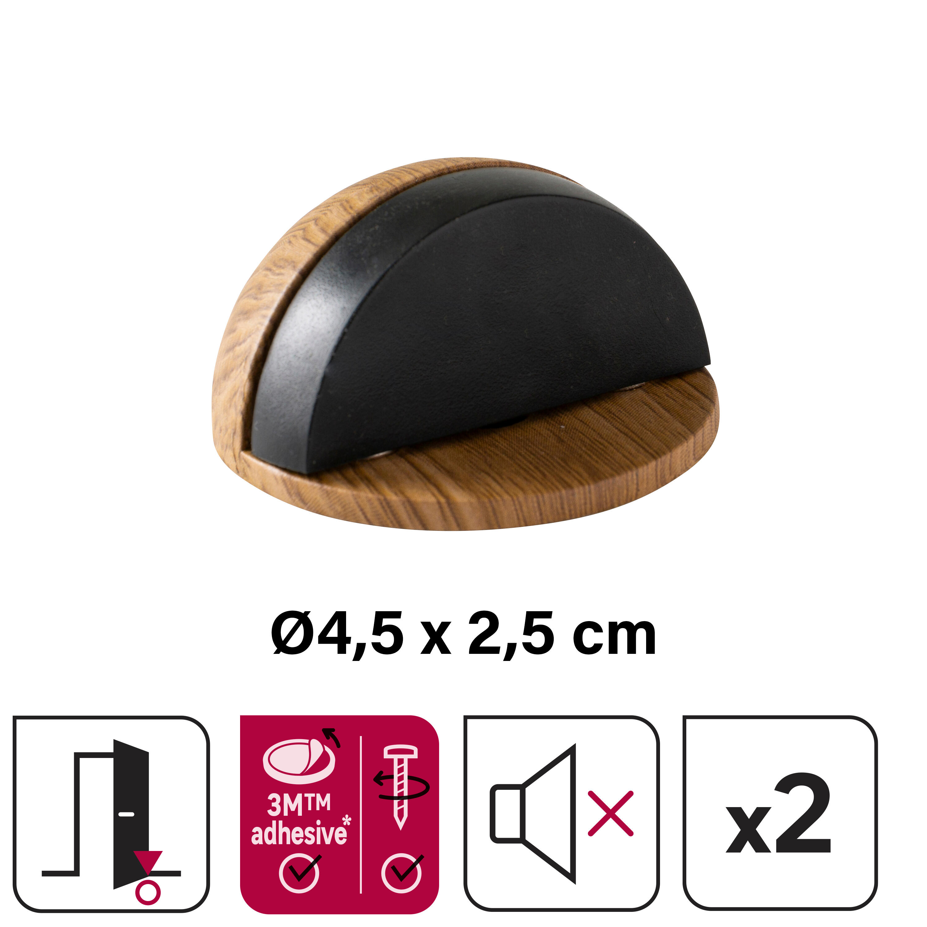 Odbojnik drzwiowy kulisty dąb DS41 średnica 4.7 cm 2 sztuki Inspire - 5