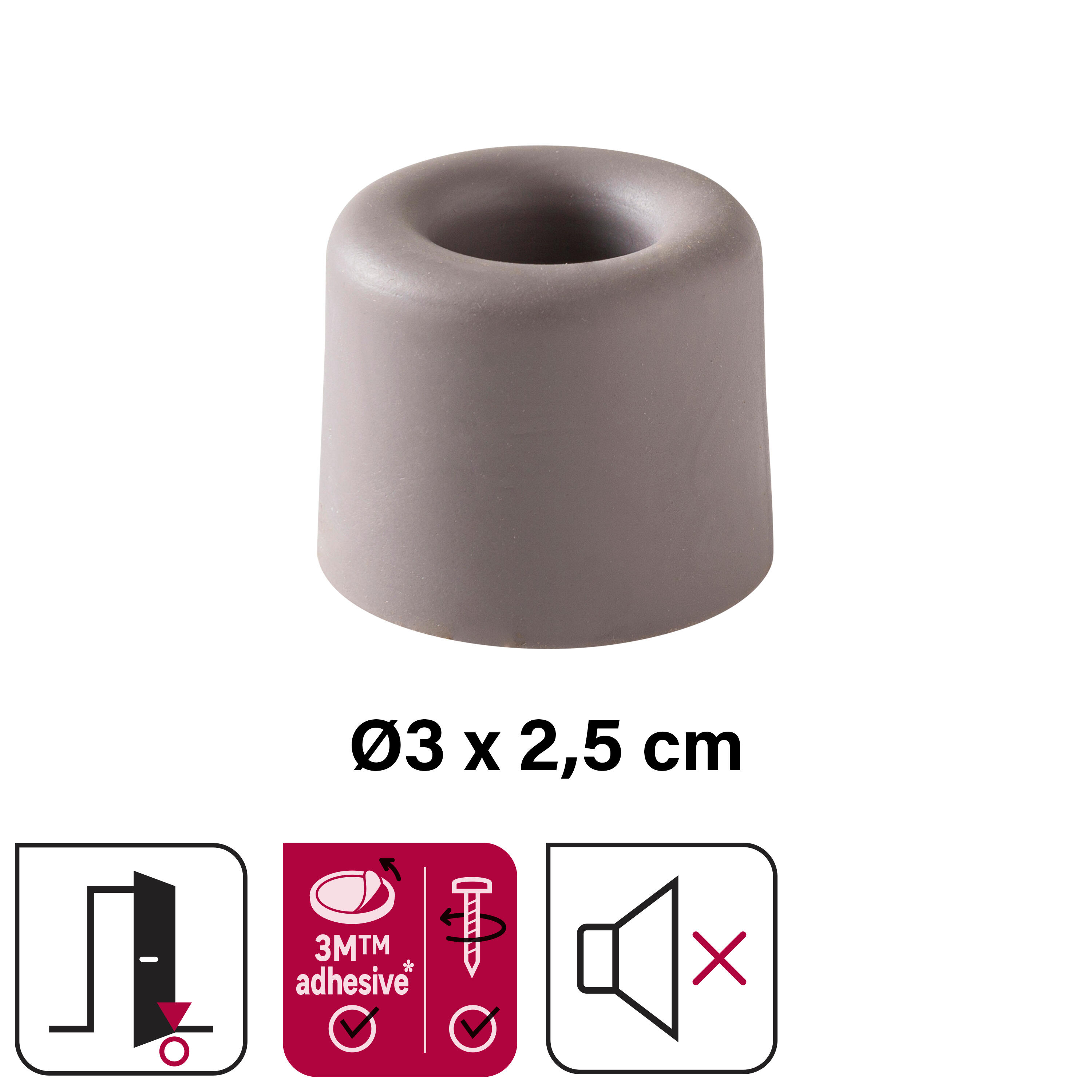 Batente para parede /chão cinza hibrido 3x2.5 cm - 2