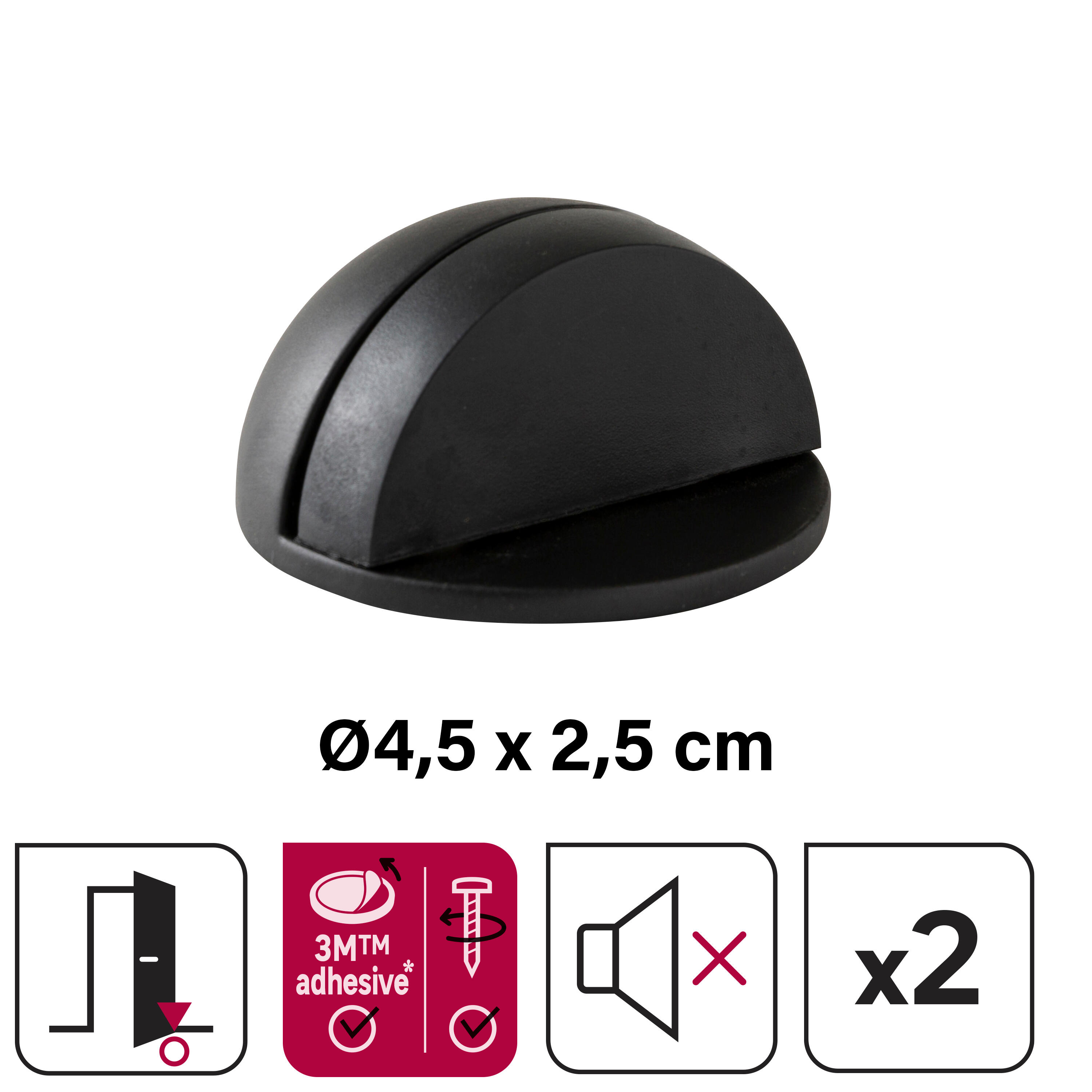 Odbojnik drzwiowy kulisty czarny średnica 4.7 cm 2 sztuki Inspire - 6