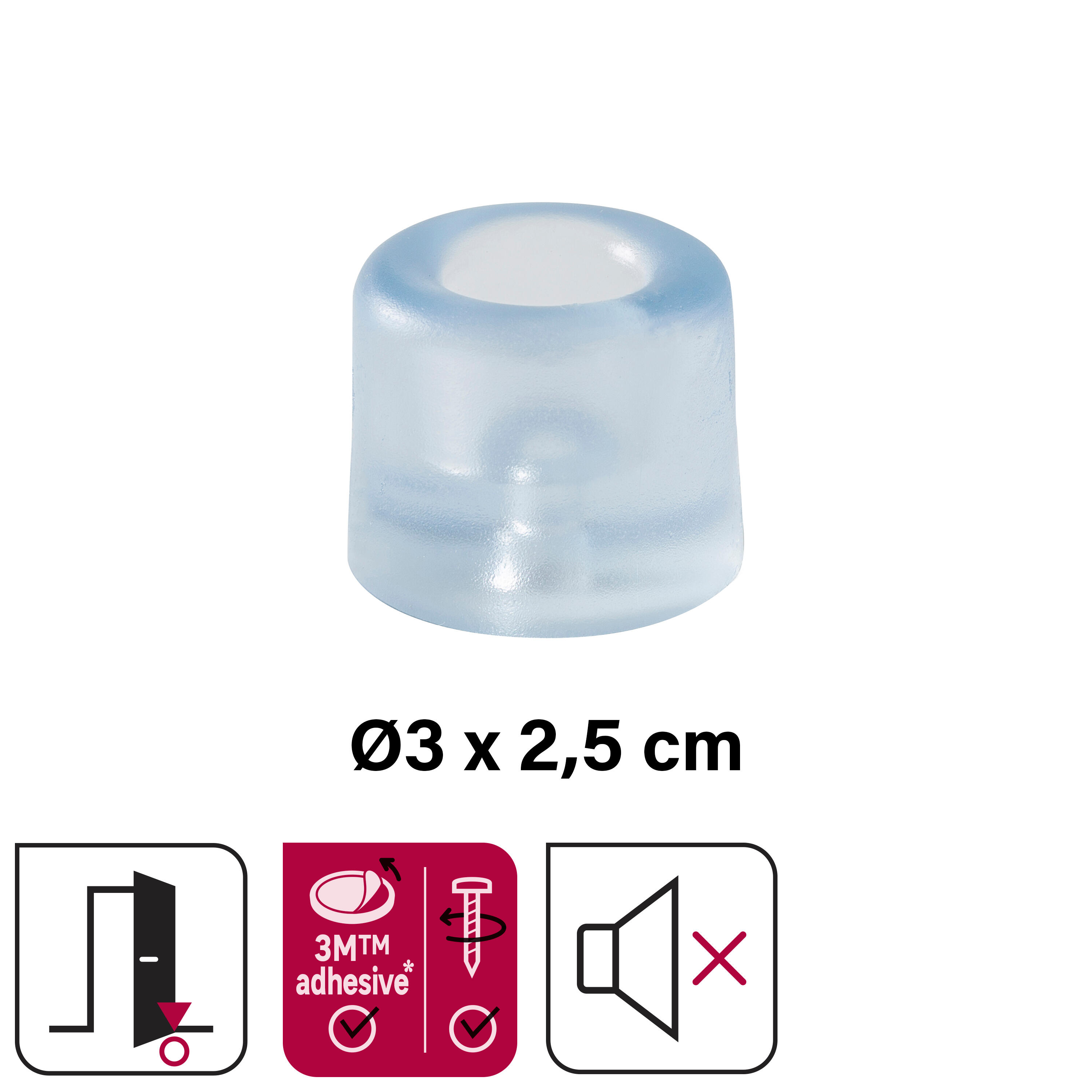 Batente/pared/chão transp hybrid 3x2.5cm 1 peça - 2