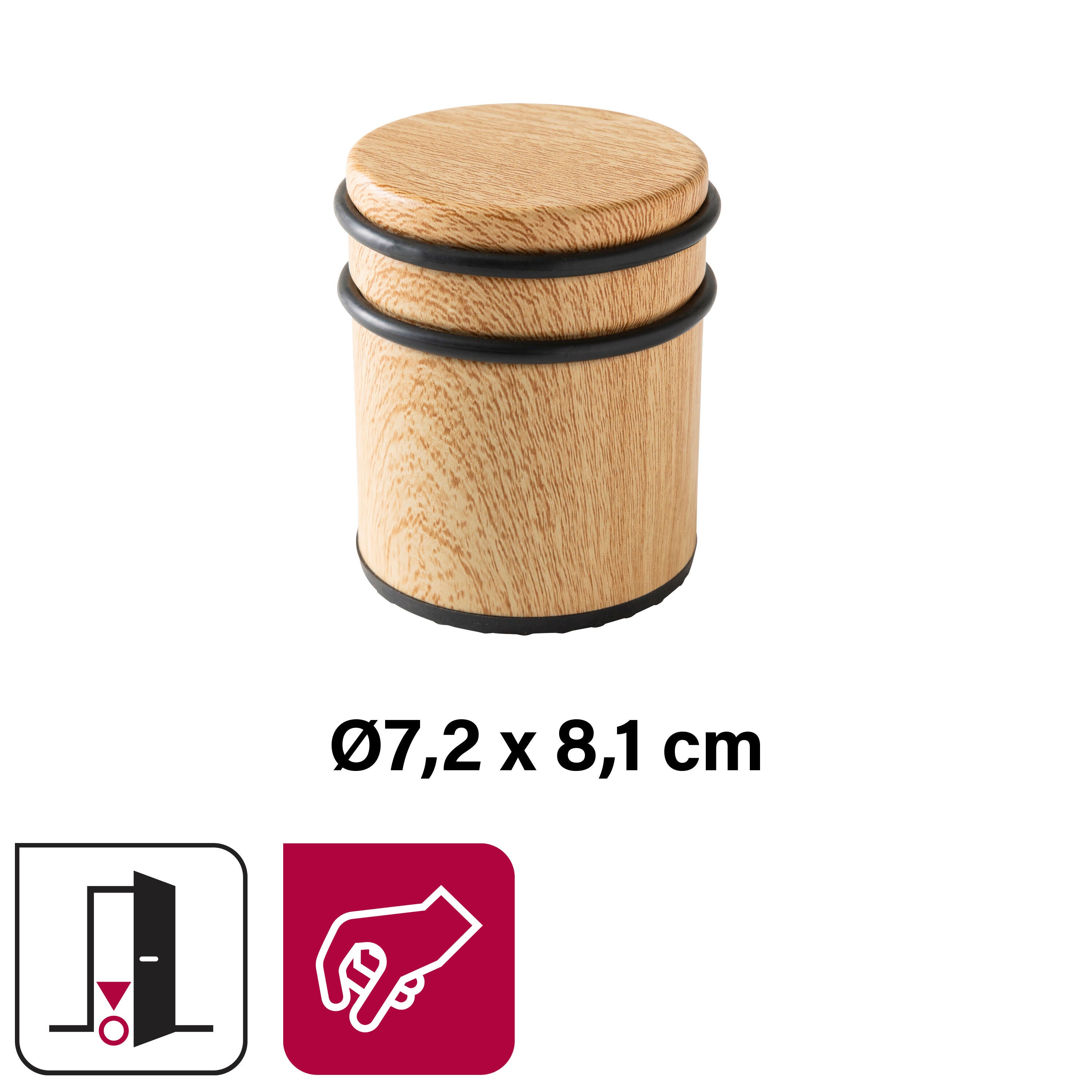 Batente bloqueador para porta para pousar no chão aço efeito madeira 2 anéis ø7,2x8,1cm Inspire - 2