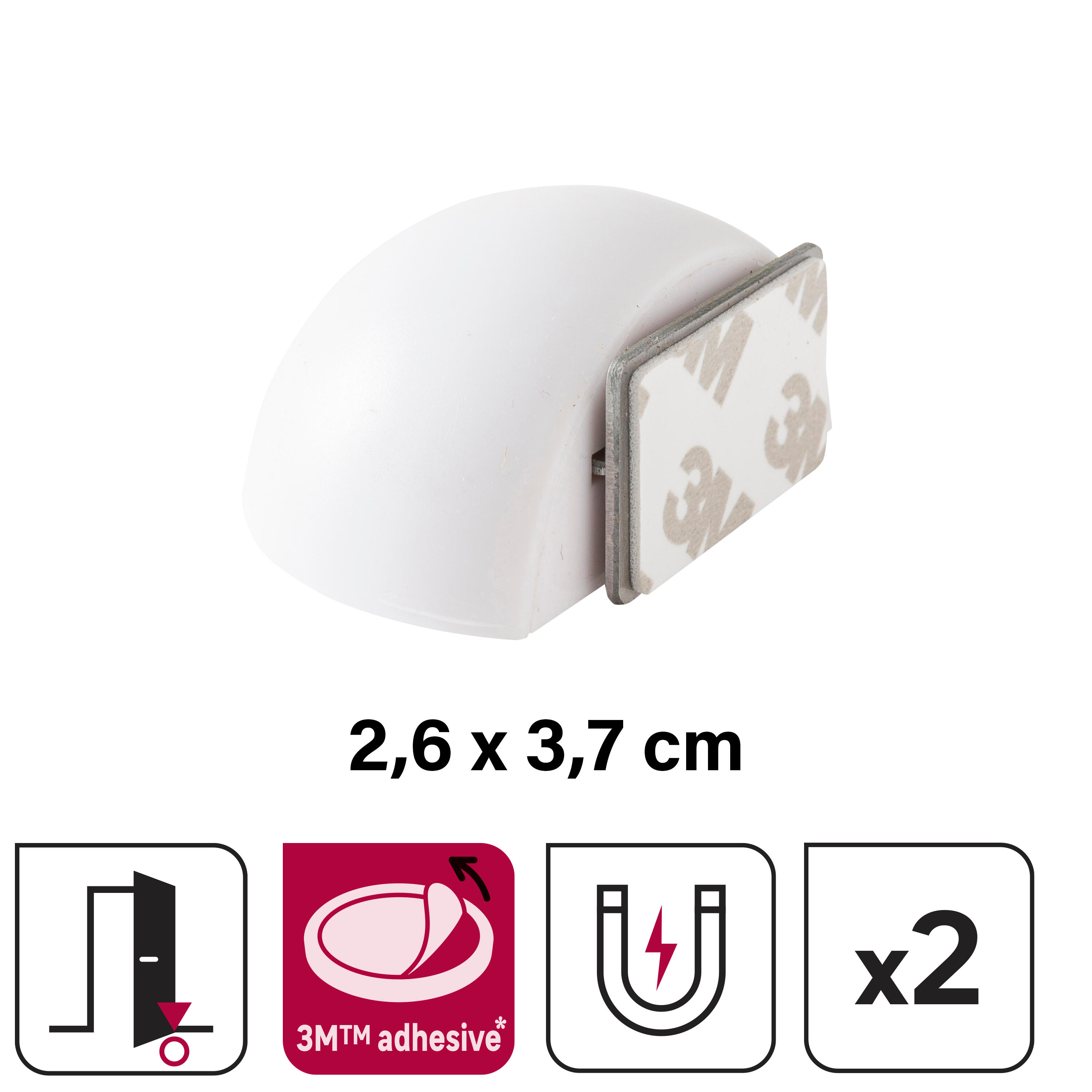 2 Batentes adesivos meia Lua magn br 2.6x3.7cm - 6