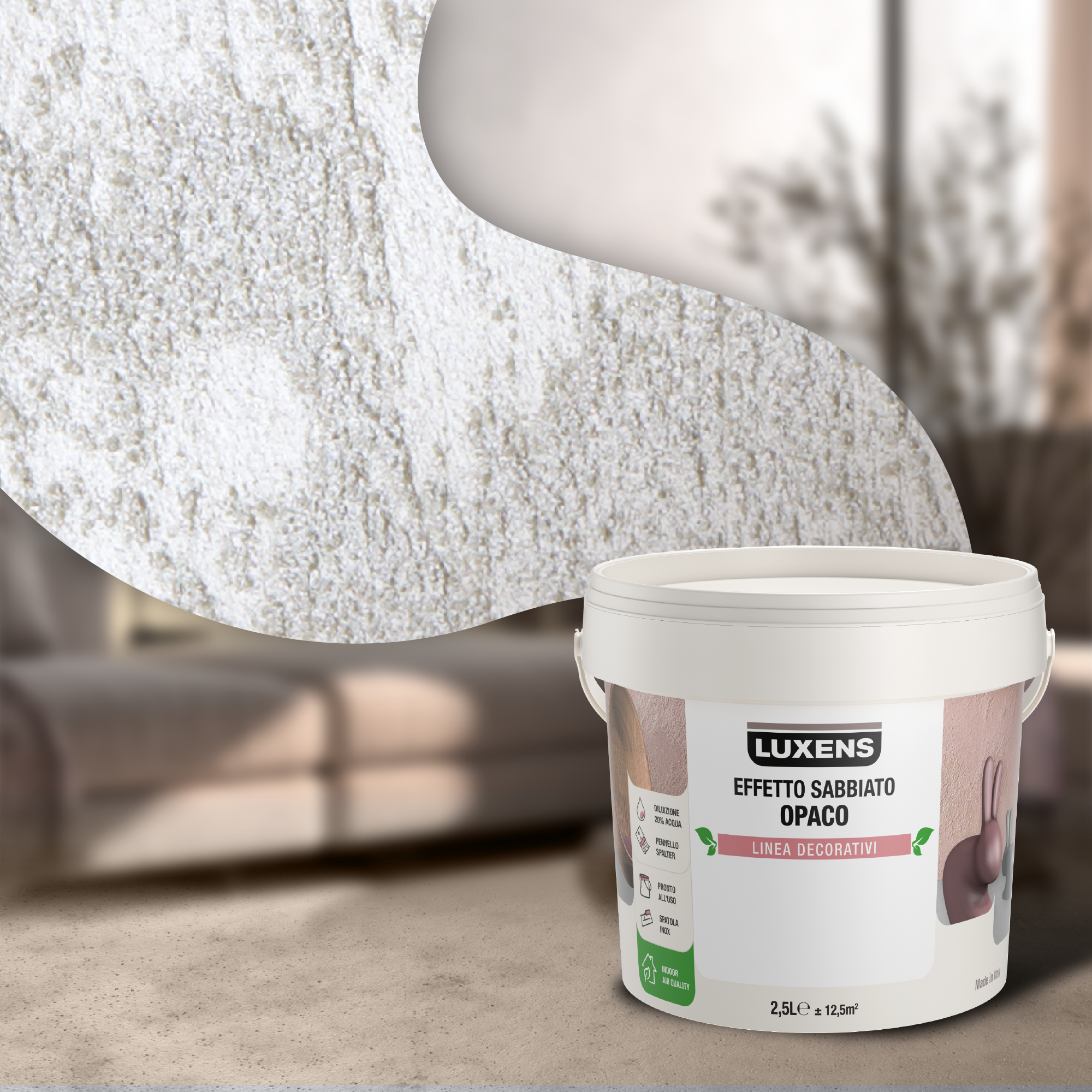 Pittura decorativa LUXENS sabbiato bianco candido neive 2.5 l - 4