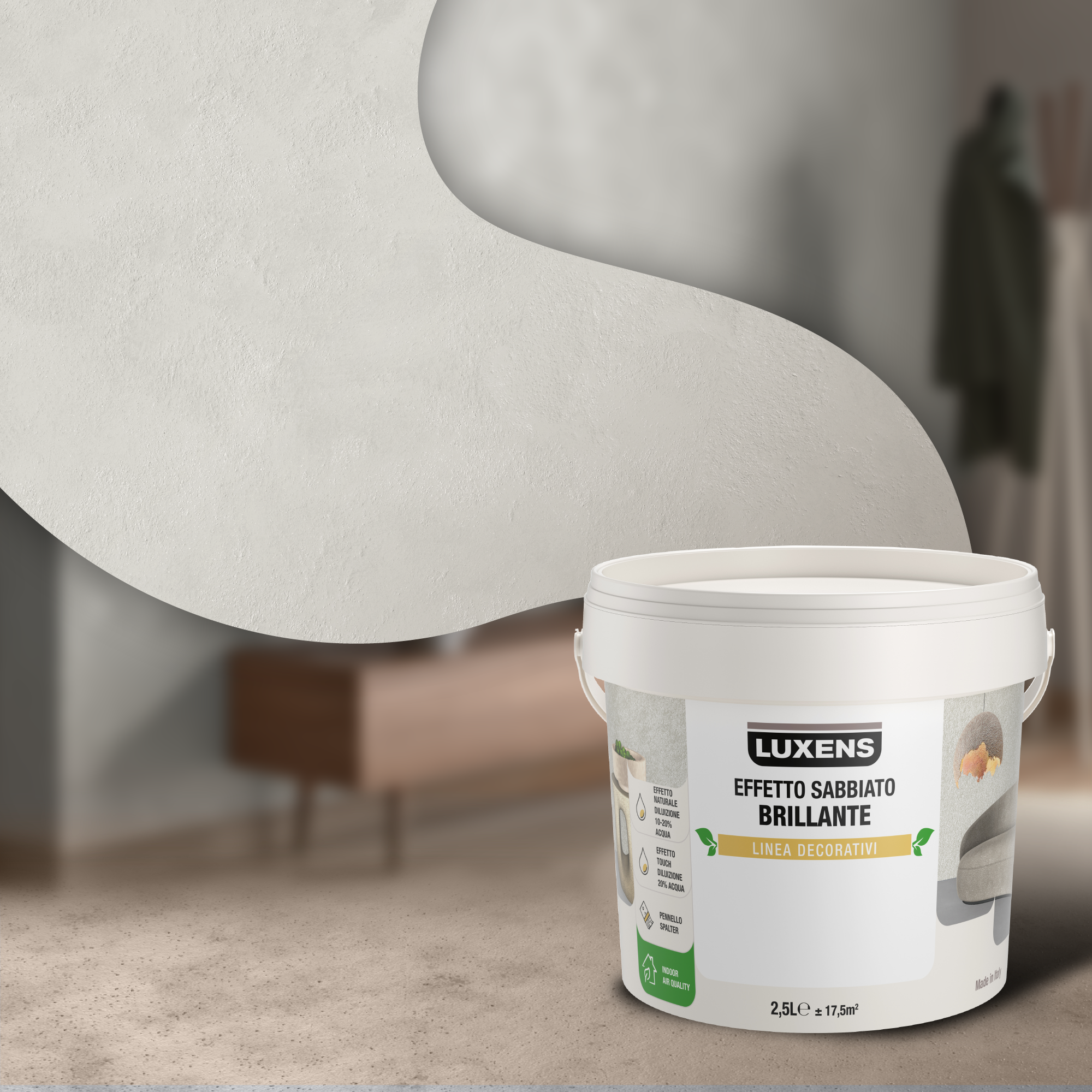 Pittura decorativa LUXENS sabbiato grigio argento alfa 2.5 l - 4