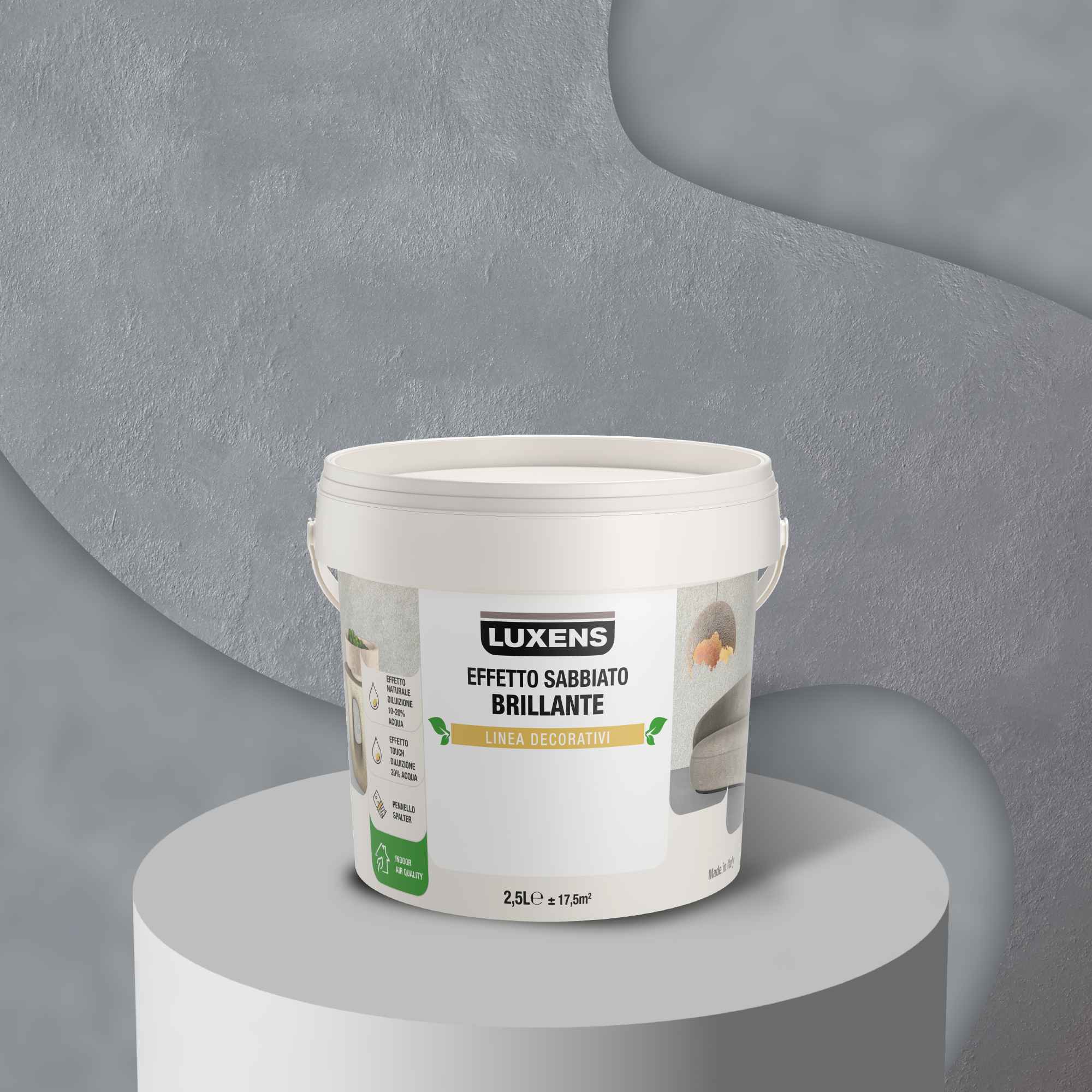 Pittura decorativa LUXENS sabbiato grigio sirio fumè 2.5 l - 3