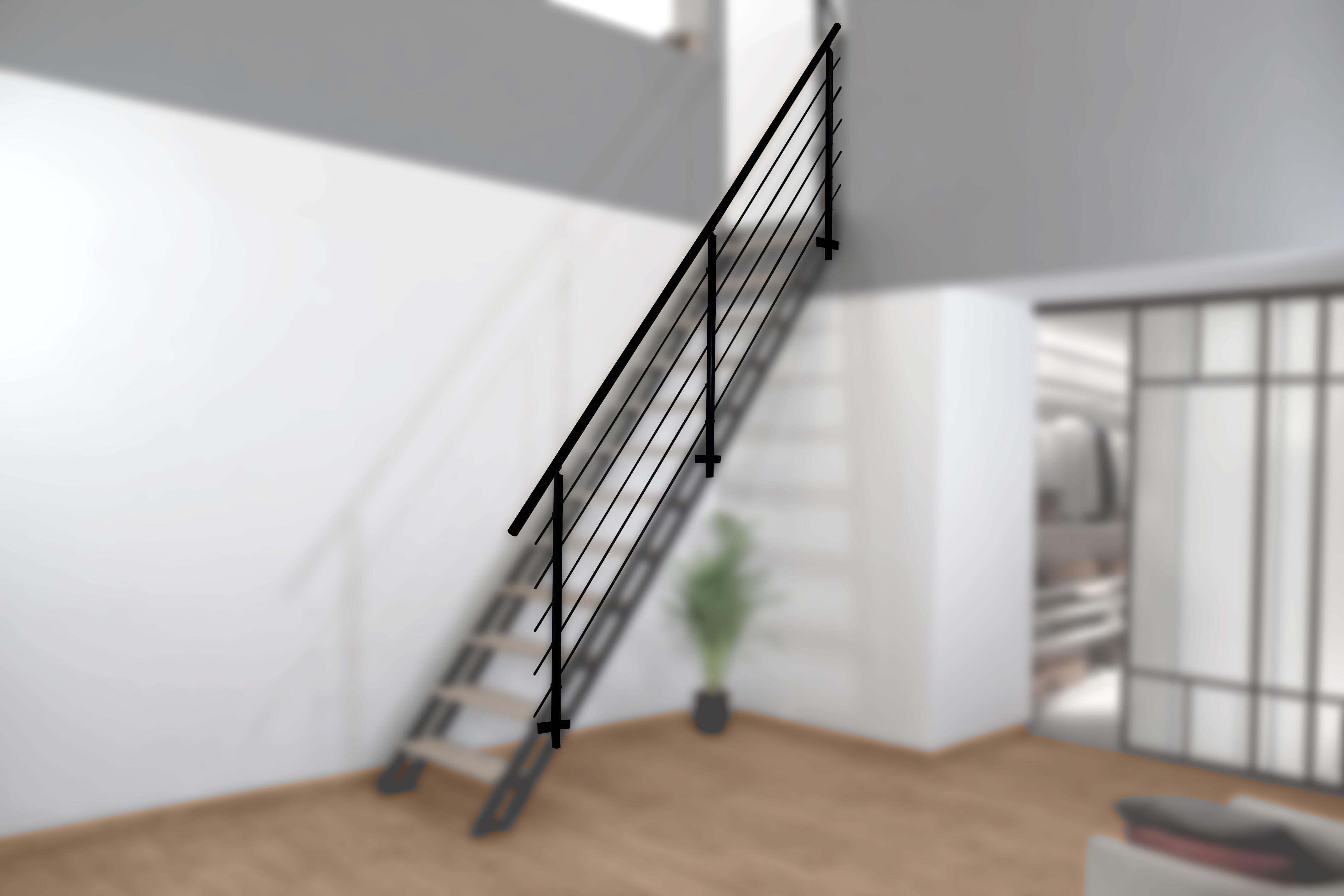 Rambarde Escalier ESCAVARIO noir main courante noire - 5