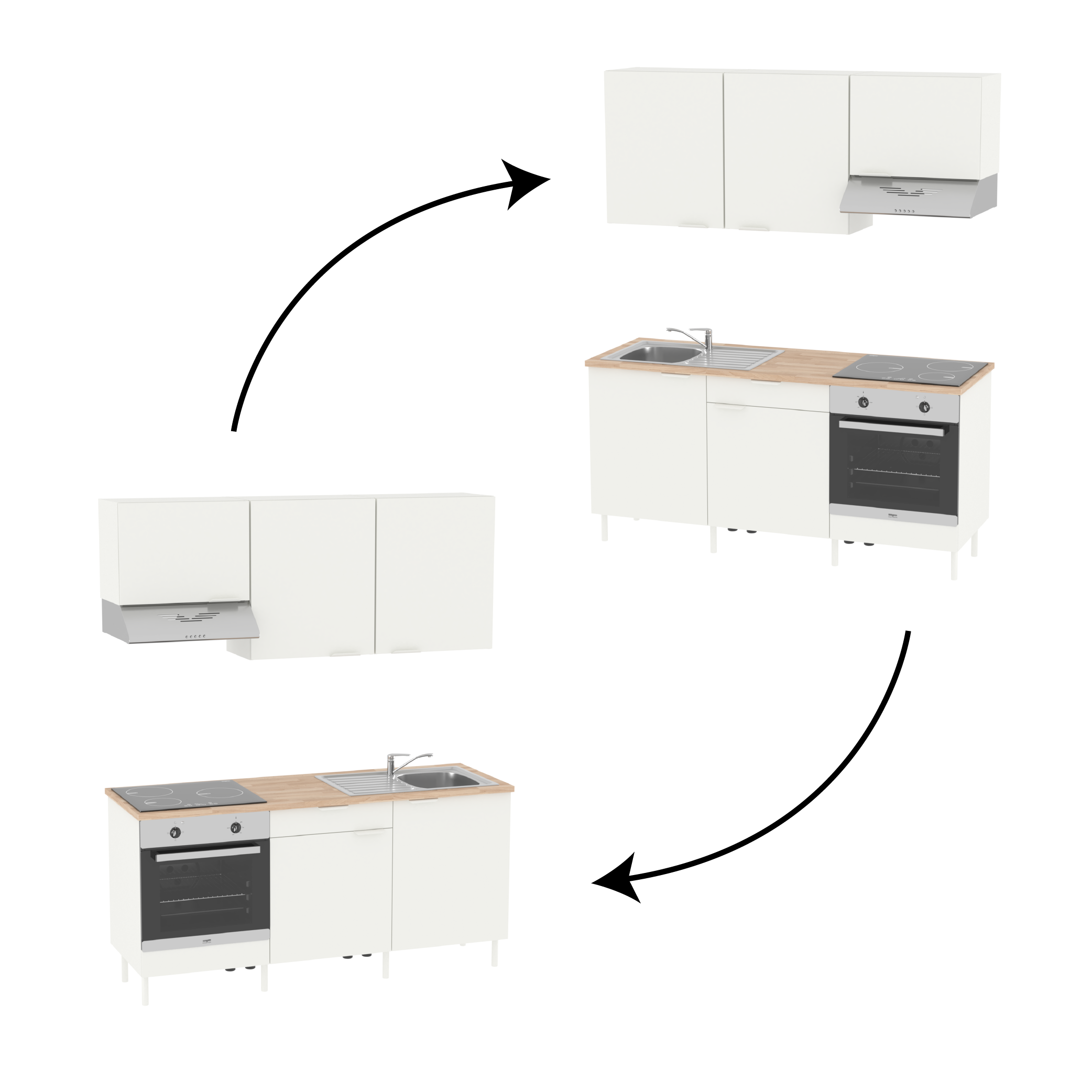Cuisine équipée Eleki blanc, 6 meubles avec électroménager, L180 x H217 x P58 cm - 5