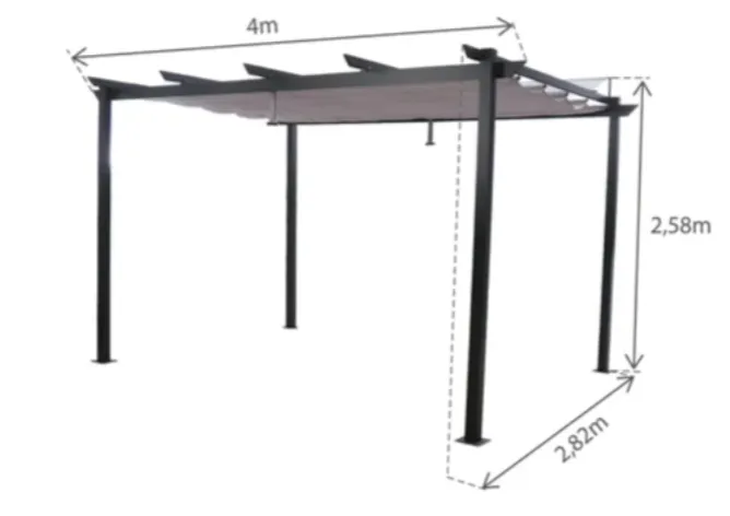 Pérgola de alumínio NATERIAL OMEGA CINZA ESCURO 2,85X4M - 8