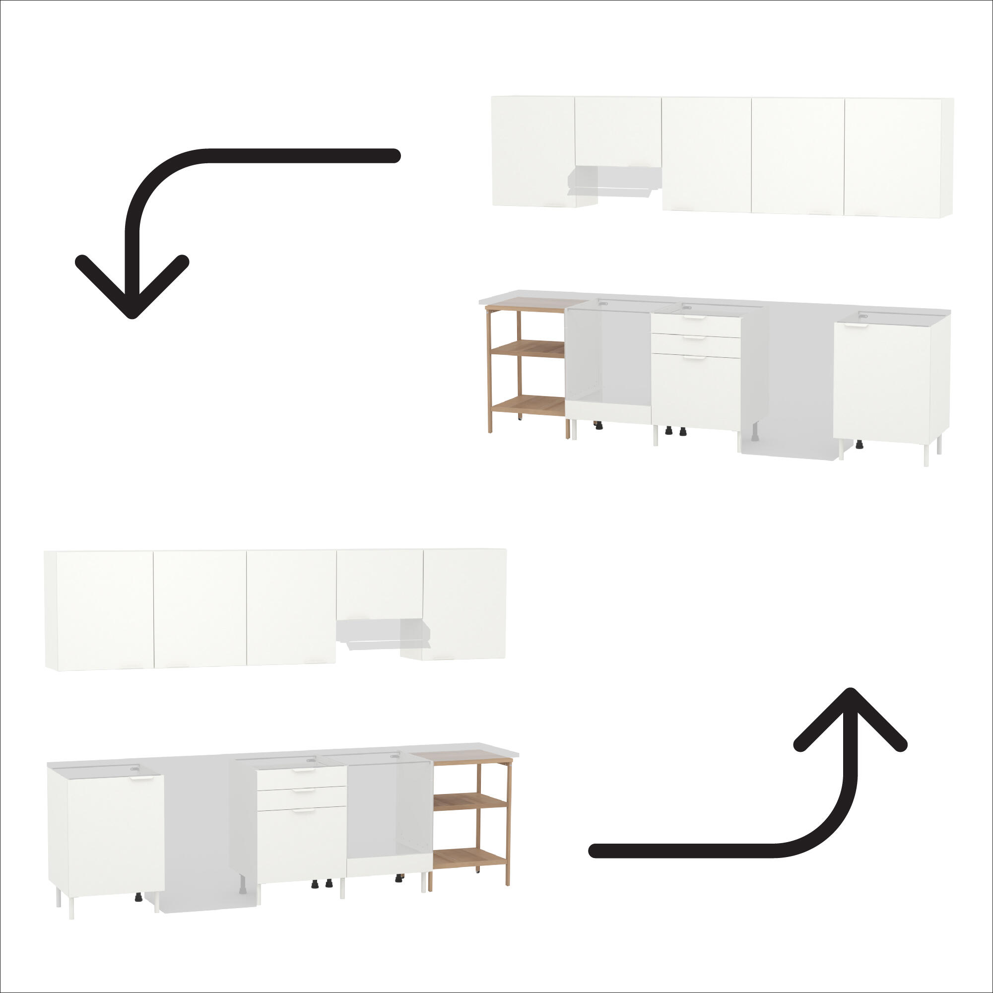 Cucina in kit DELINIA Eleki bianco 4 basi e 5 pensili L 300 cm - 5