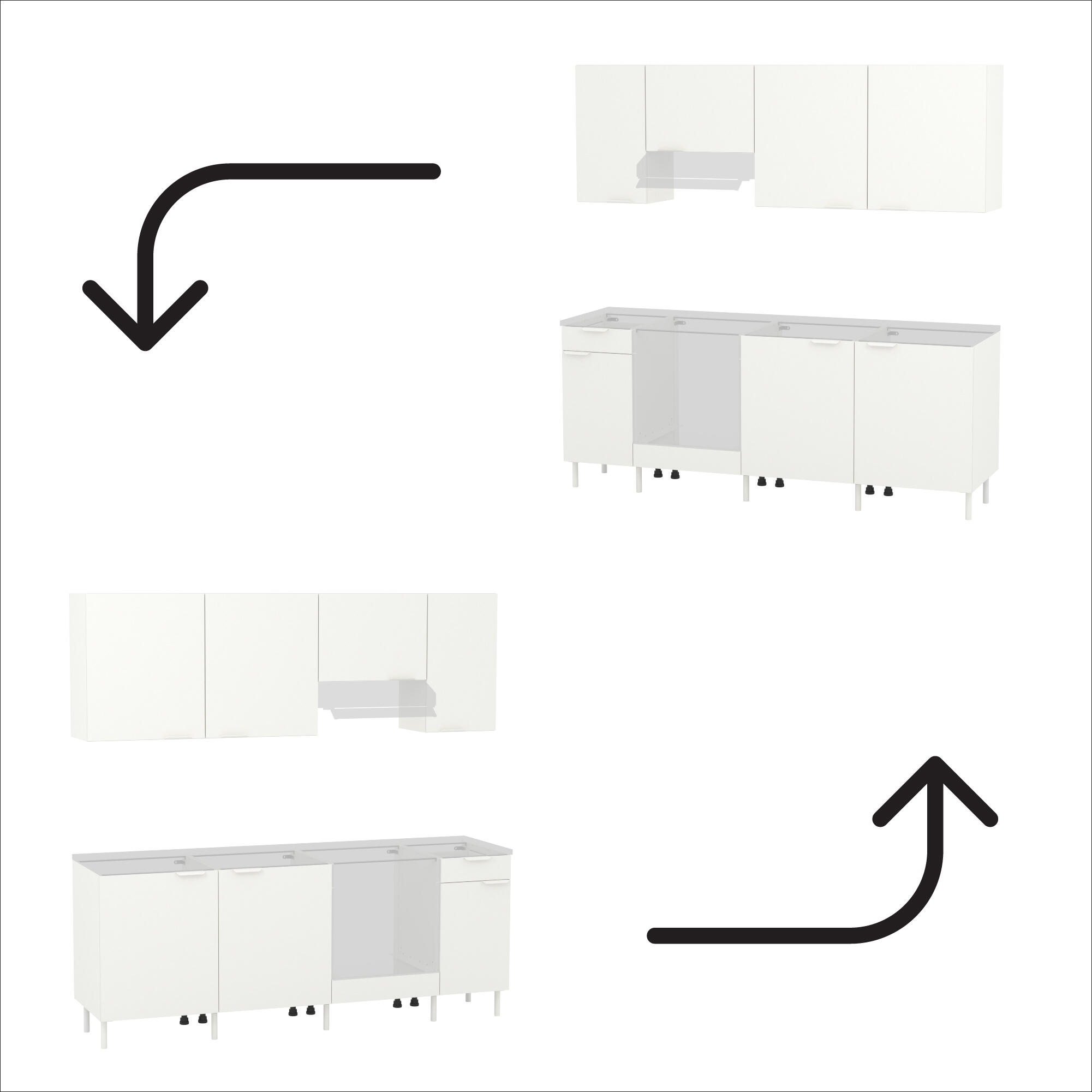 Cozinha móveis inferiores e superior Delinia Eleki branco 2,2m 7 portas 1 gaveta - 8
