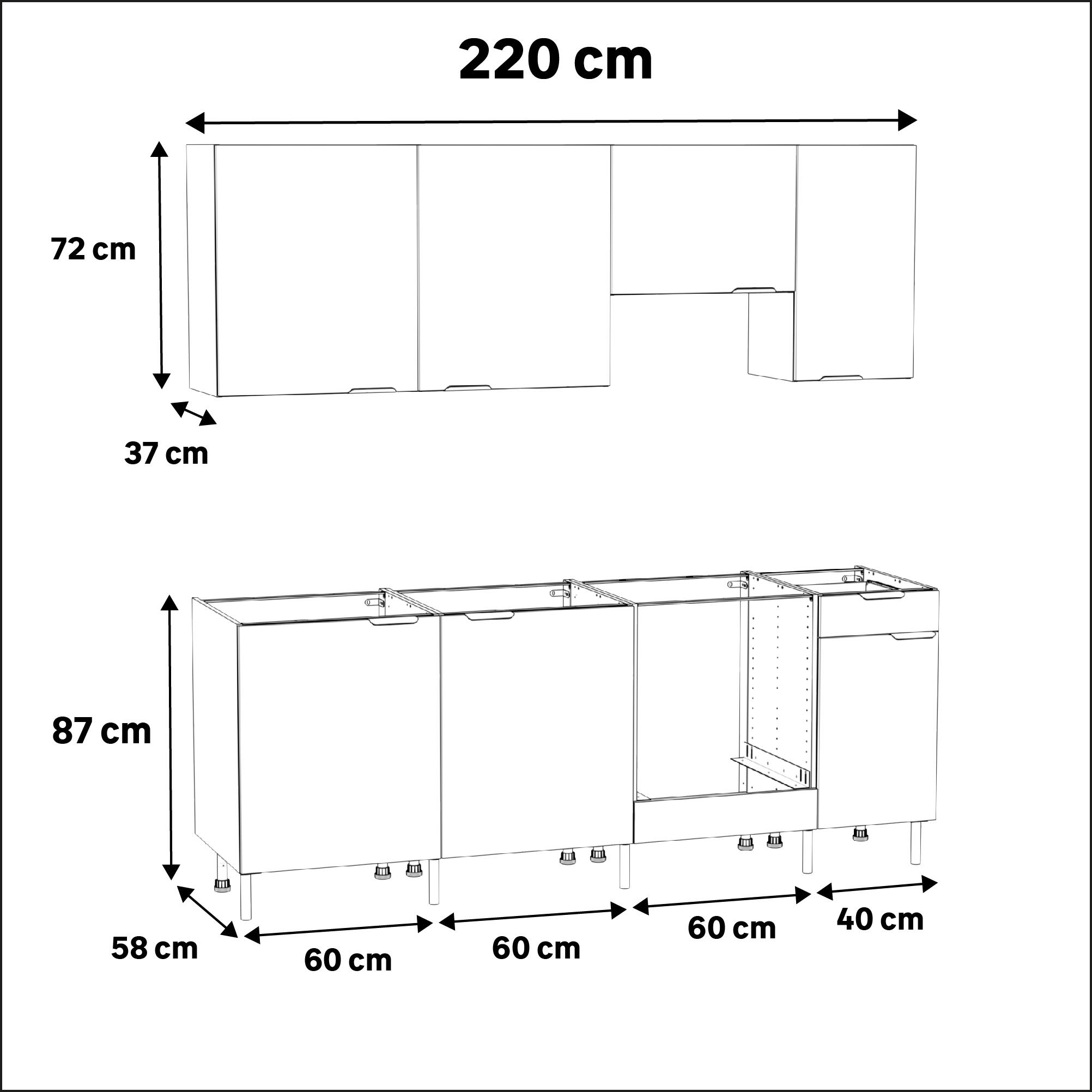Cozinha móveis inferiores e superior Delinia Eleki branco 2,2m 7 portas 1 gaveta - 4