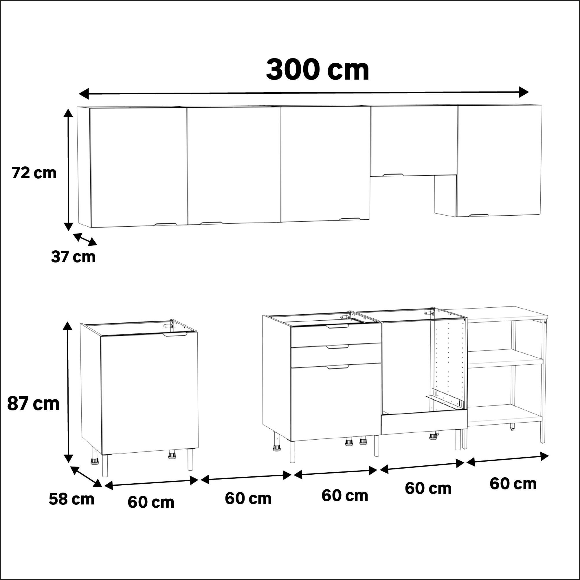 Cucina in kit DELINIA Eleki bianco 4 basi e 5 pensili L 300 cm - 6