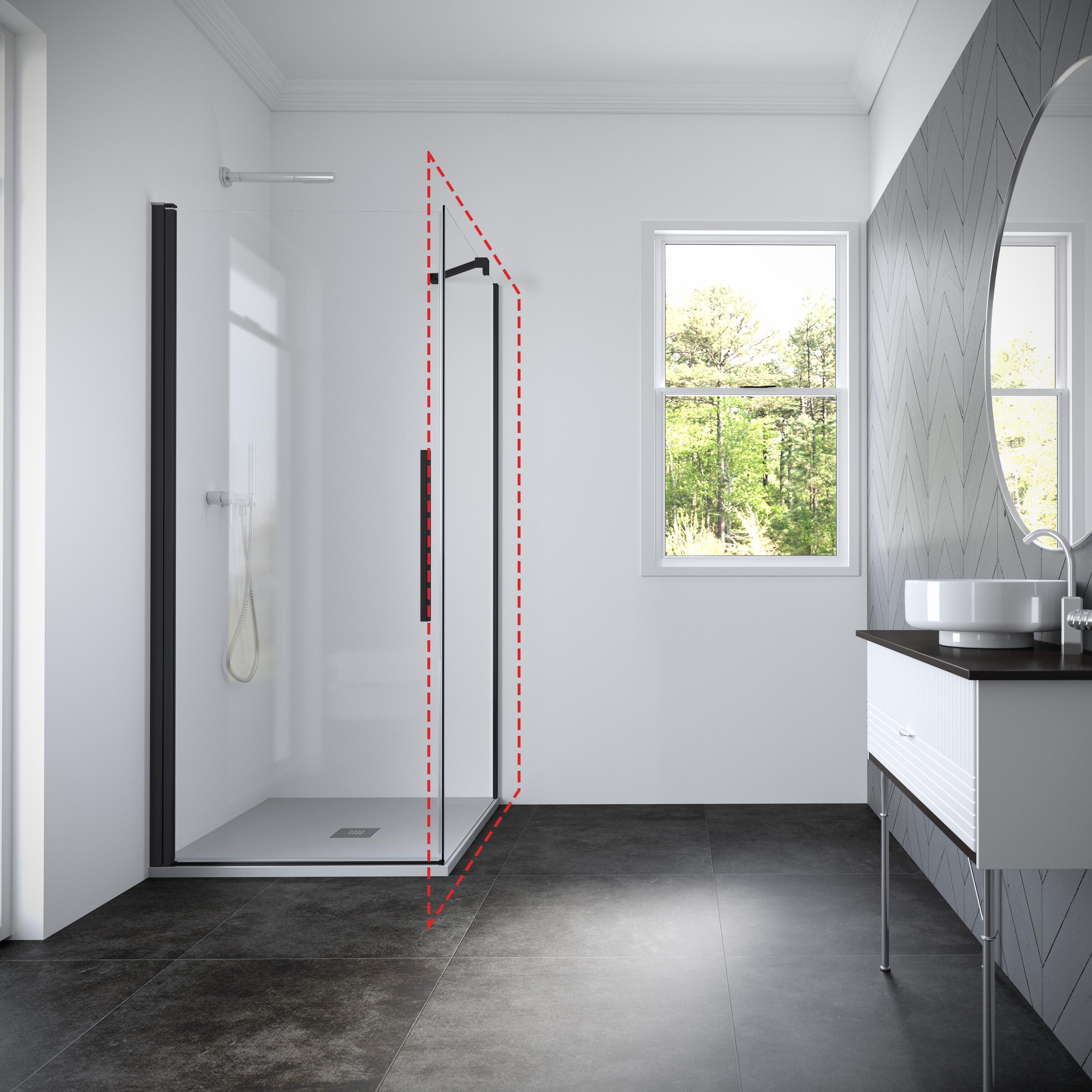 Mampara lateral fijo transparente urban perfil negro 80x200 cm 6mm