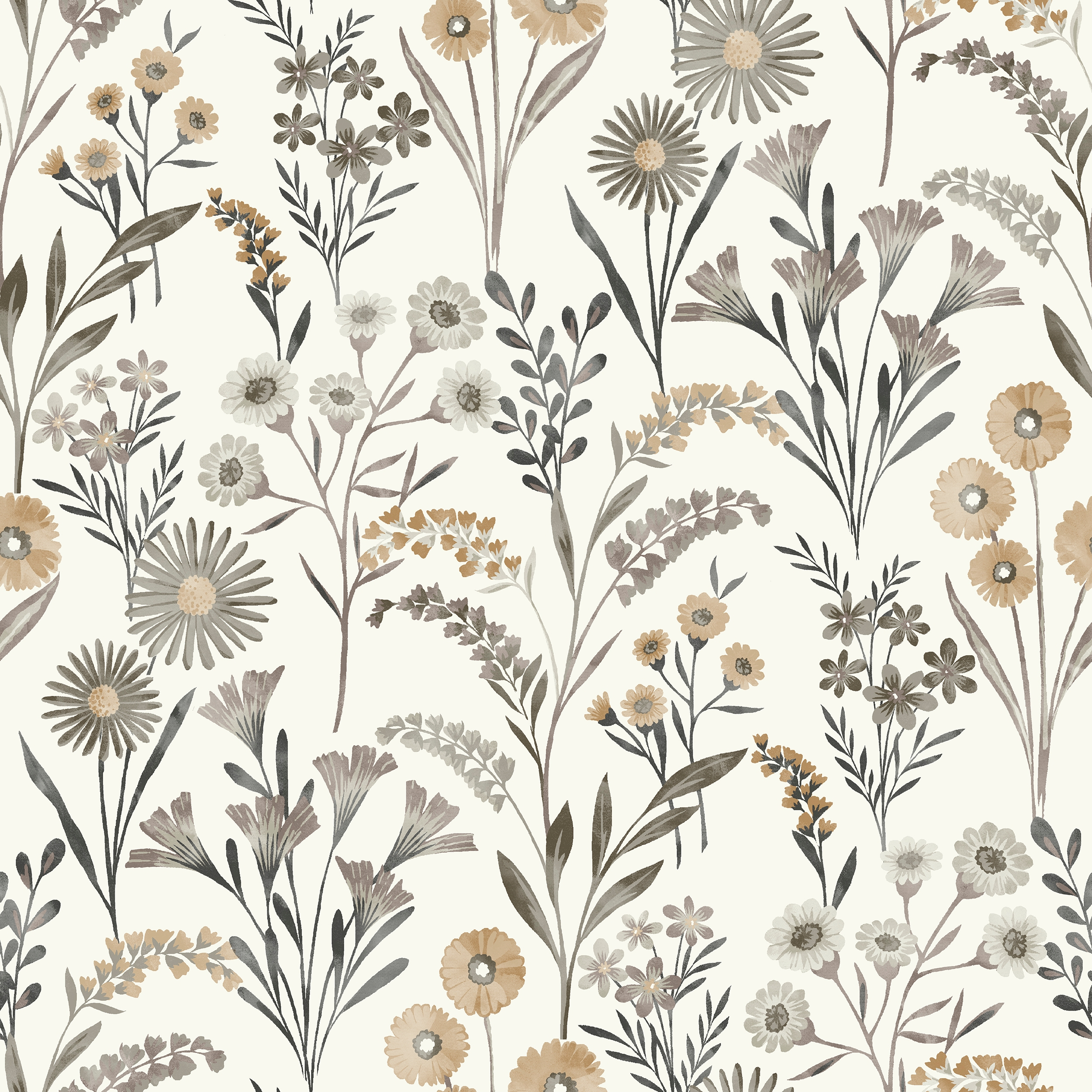 Papel pintado vinilo aplicación cola en pared Floral vegetal Meadow blanco, verde  INSPIRE 53cmx10.05m lavable - 12