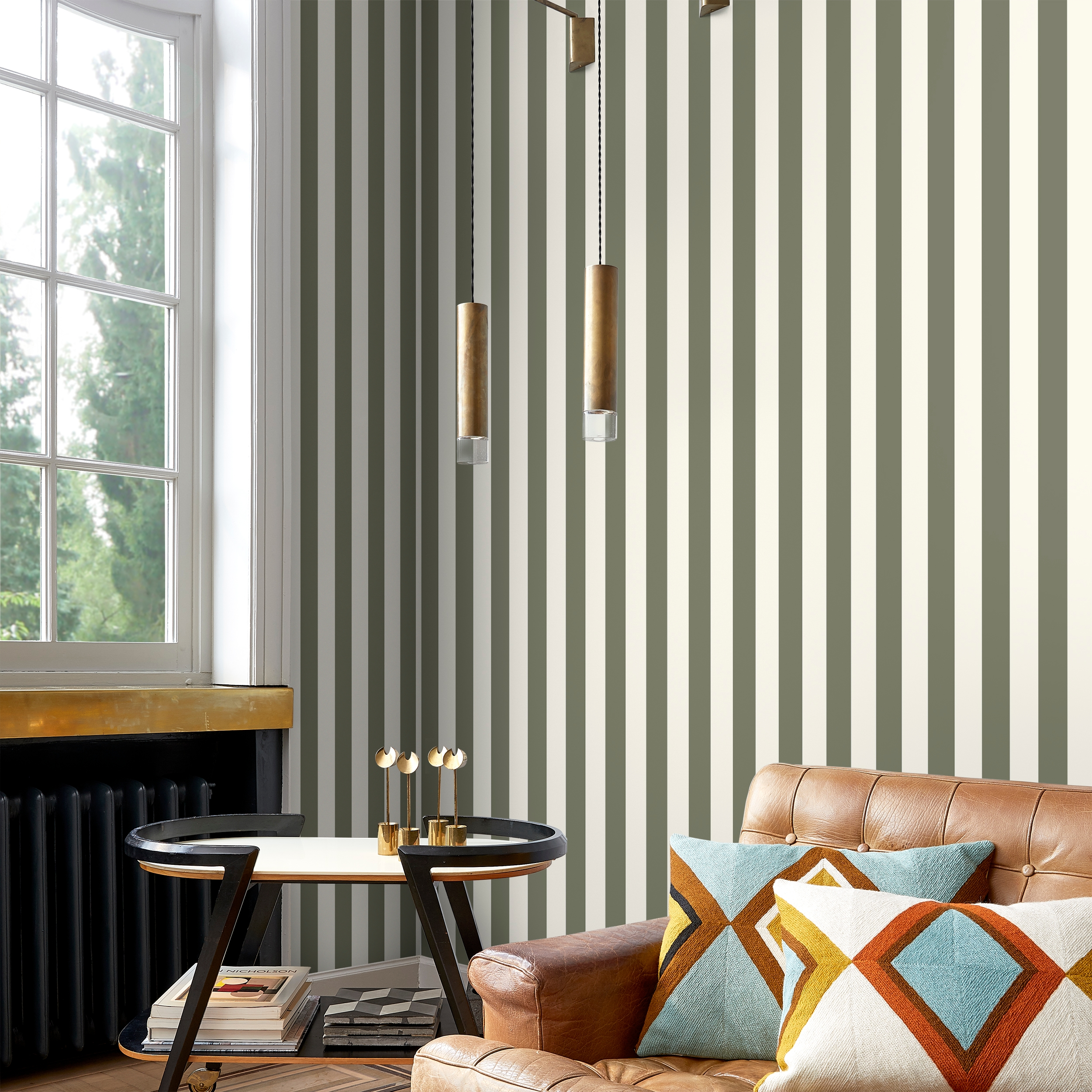 Papel pintado vinilo geométrico verde inspire