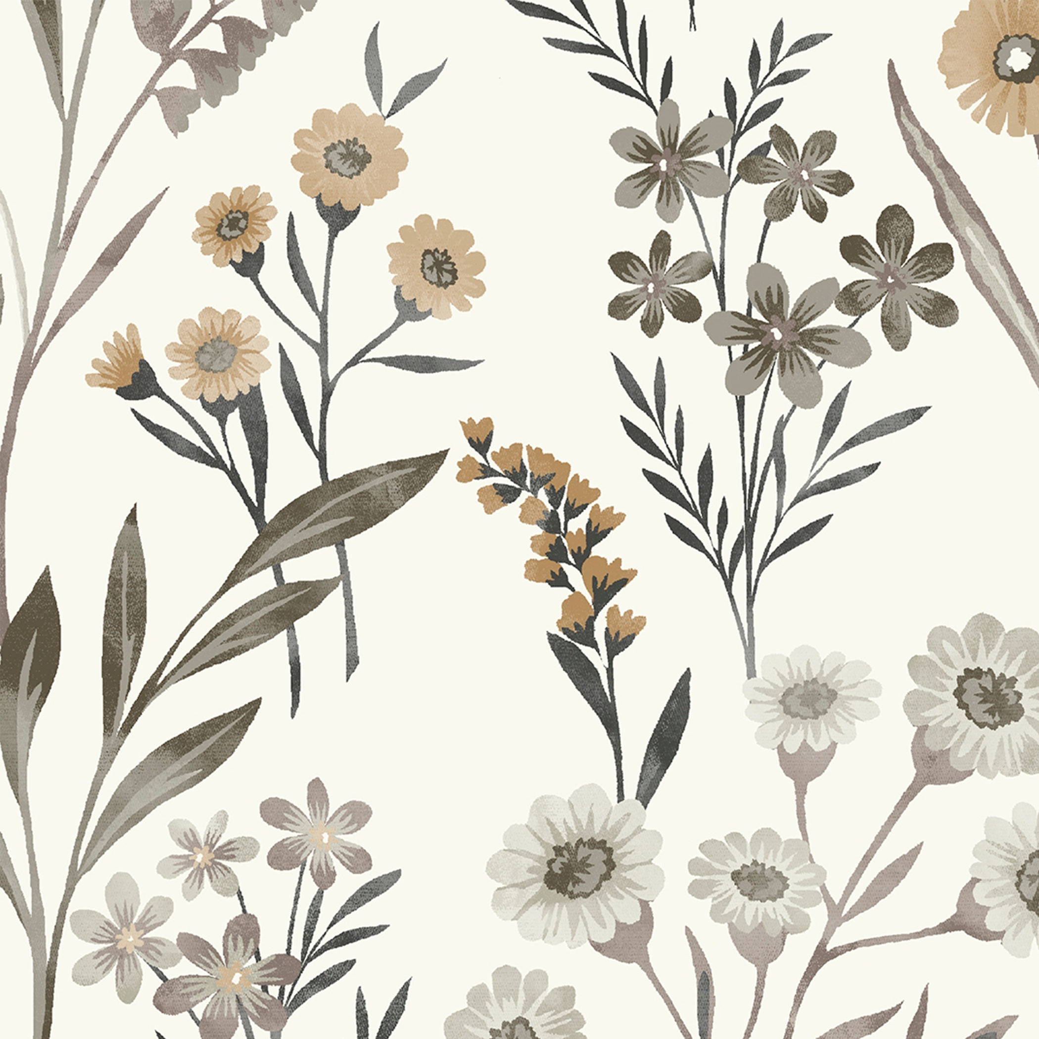 Papel pintado vinilo aplicación cola en pared Floral vegetal Meadow blanco, verde  INSPIRE 53cmx10.05m lavable - 7