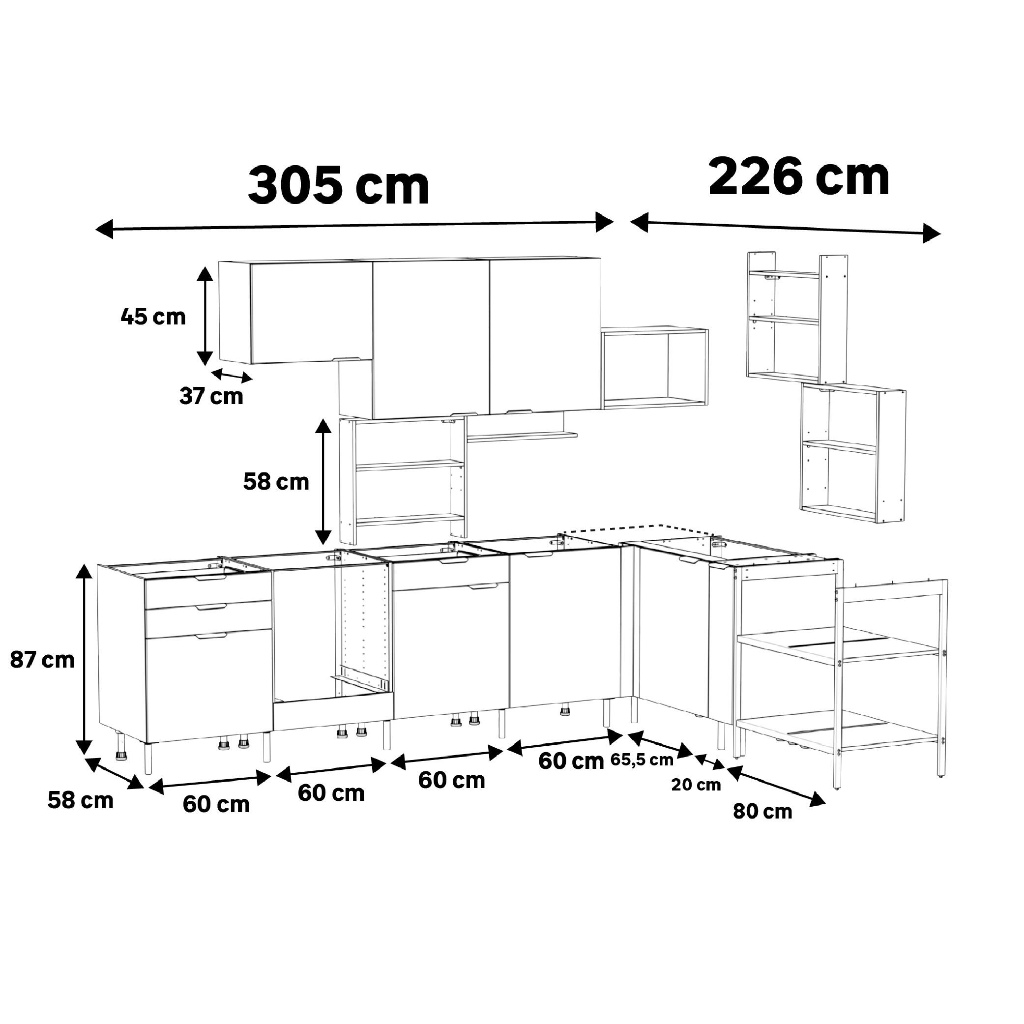 Cucina in kit DELINIA Eleki con angolo, grigio opaco B/T 4C 305+226cm - 11