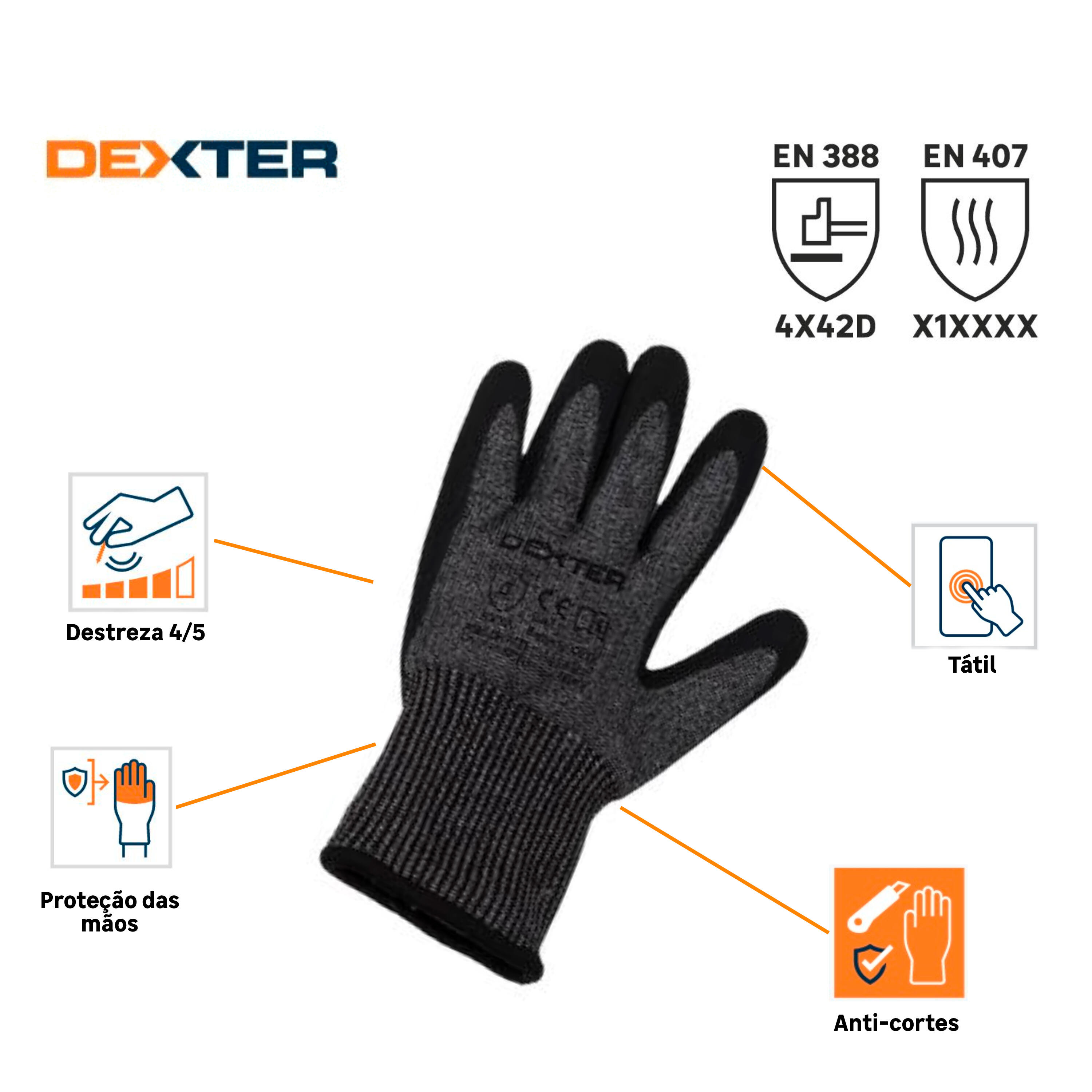 Guantes Anticorte Nitrilo DEXTER - Talla 8 - 4